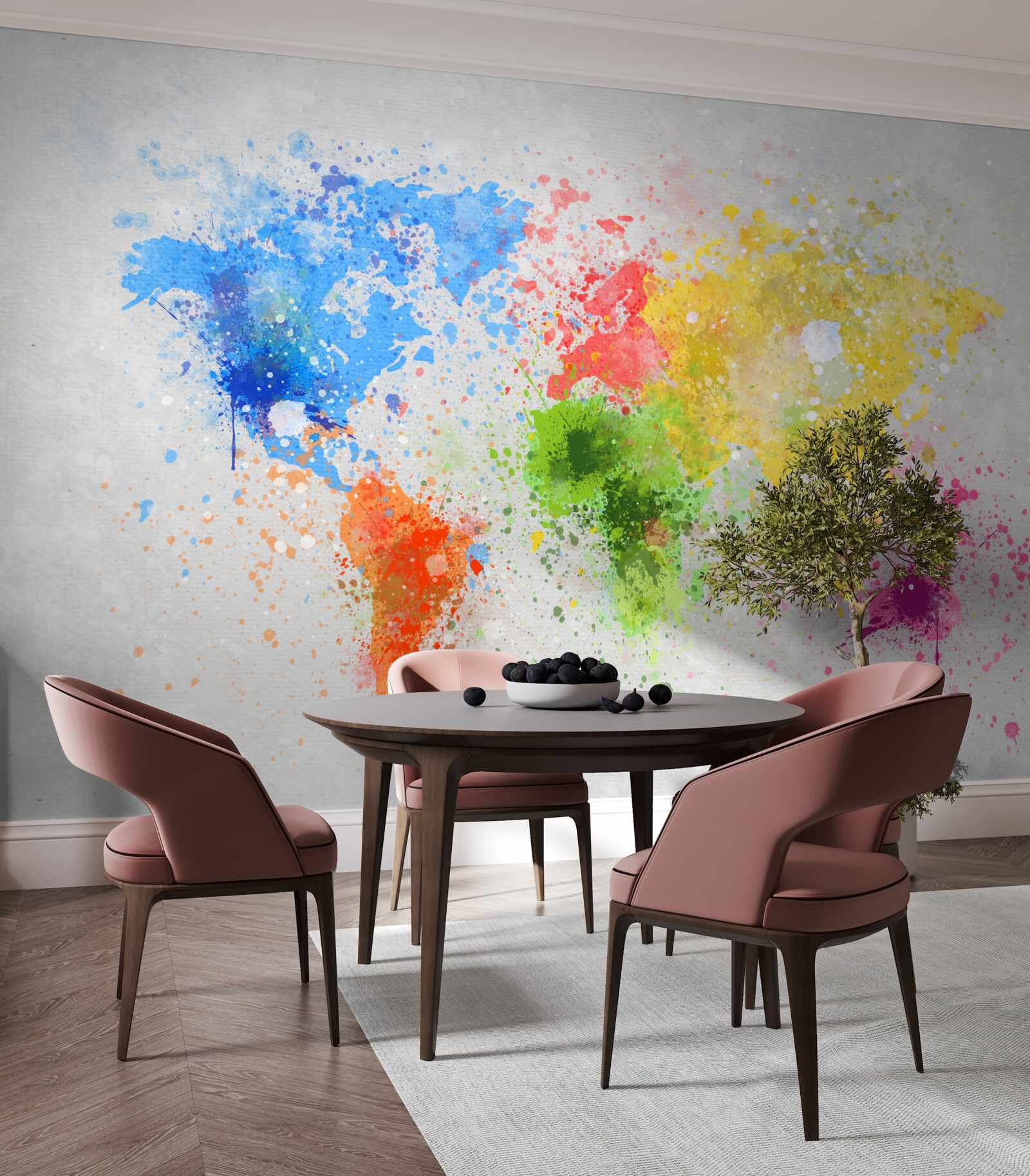 Fotobehang afbeelding van de kaart in rijke en gevarieerde kleuren