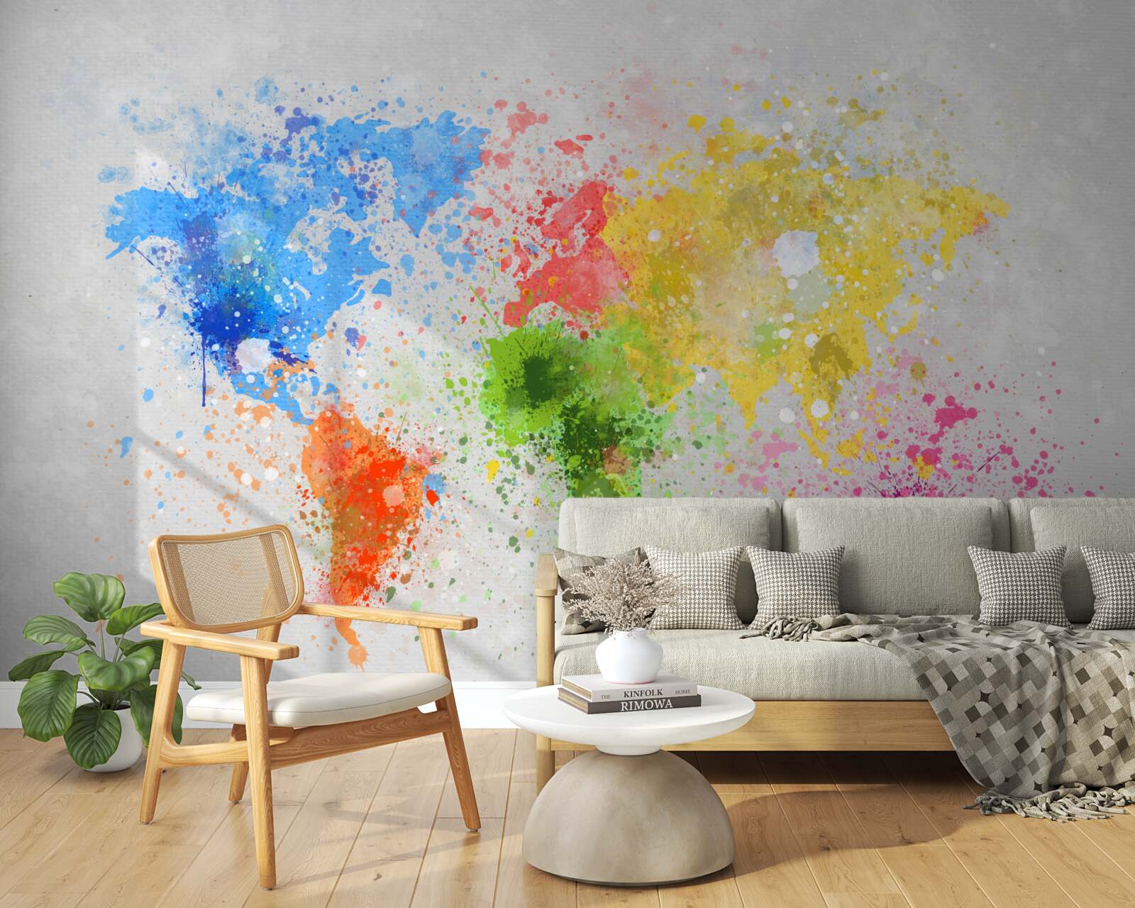 Fotobehang afbeelding van de kaart in rijke en gevarieerde kleuren