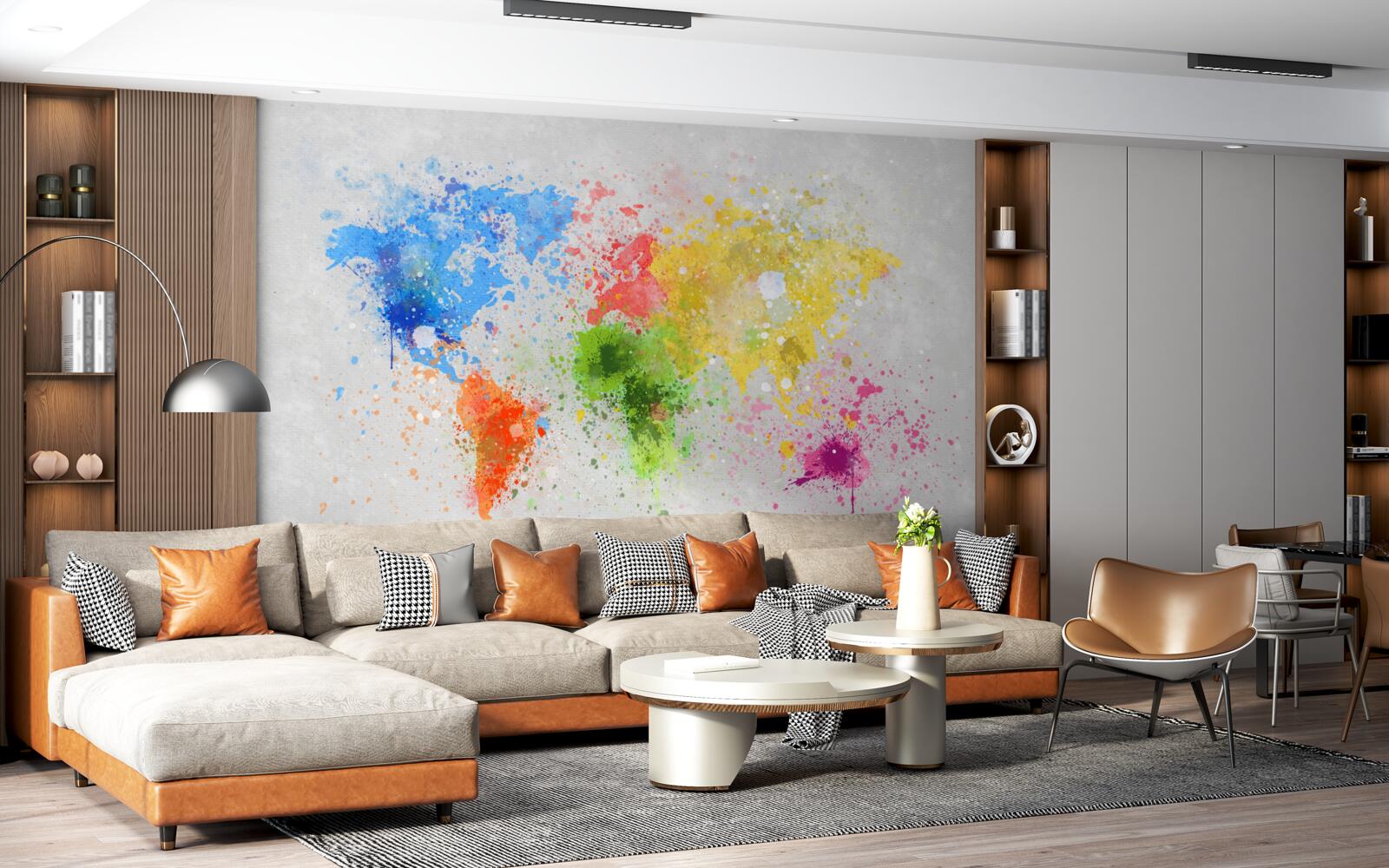 Fotobehang afbeelding van de kaart in rijke en gevarieerde kleuren