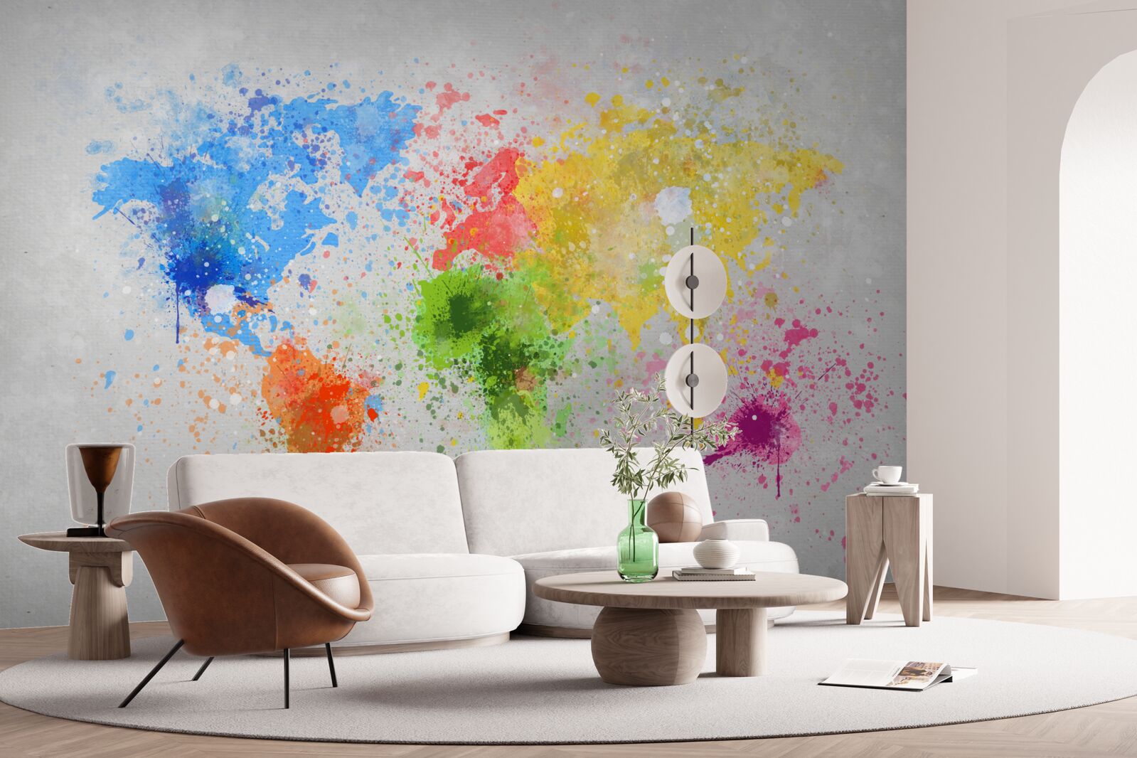 Fotobehang afbeelding van de kaart in rijke en gevarieerde kleuren