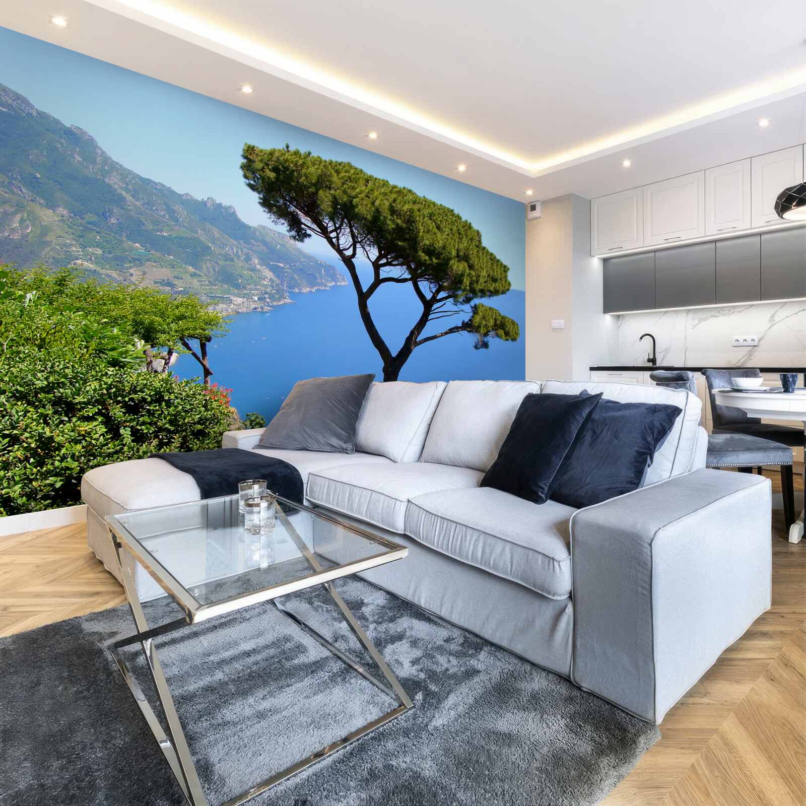 Fotobehang een eenzame boom aan de kust