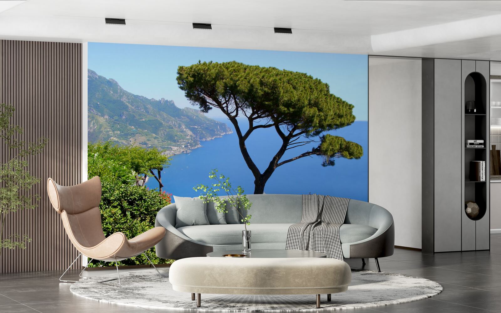 Fotobehang een eenzame boom aan de kust