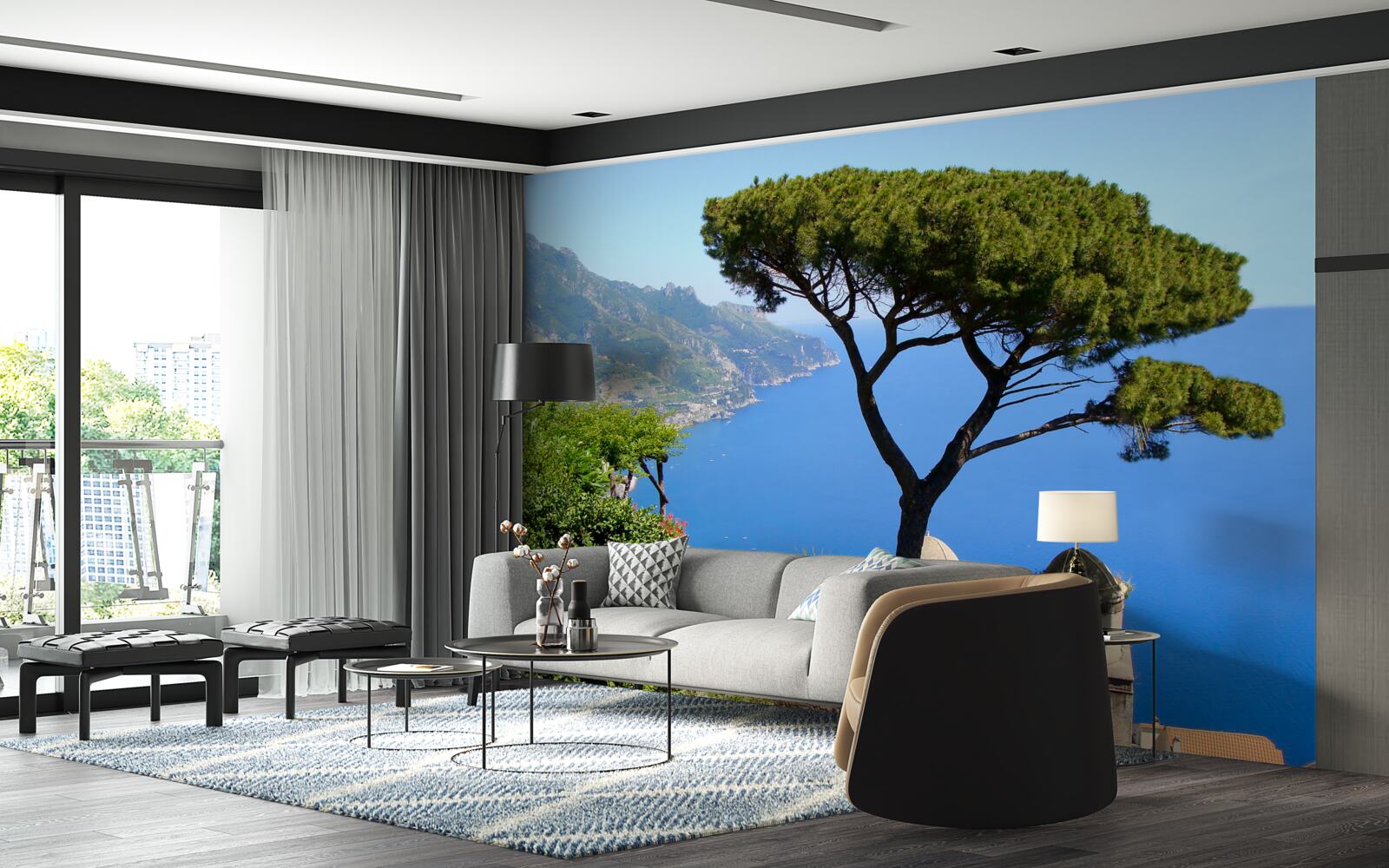 Fotobehang een eenzame boom aan de kust