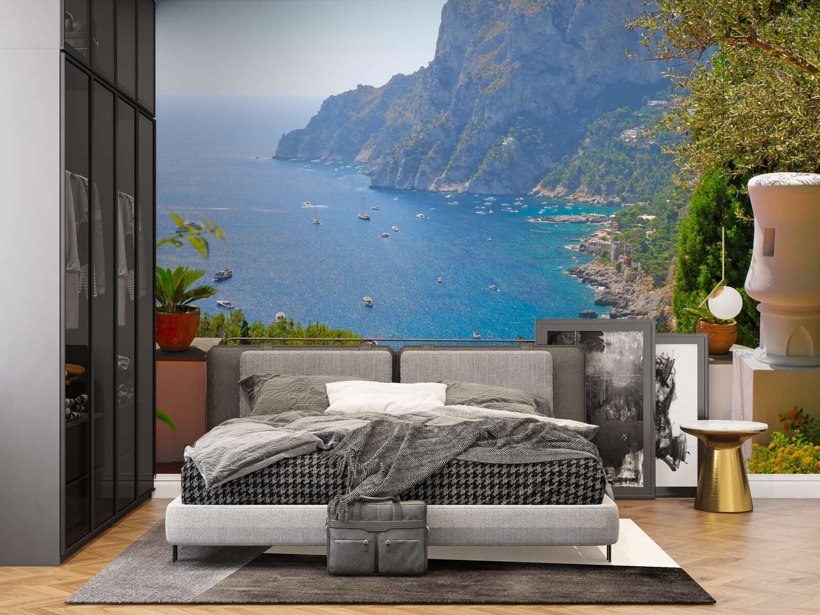 Fotobehang terras met balkon en oceaanzicht