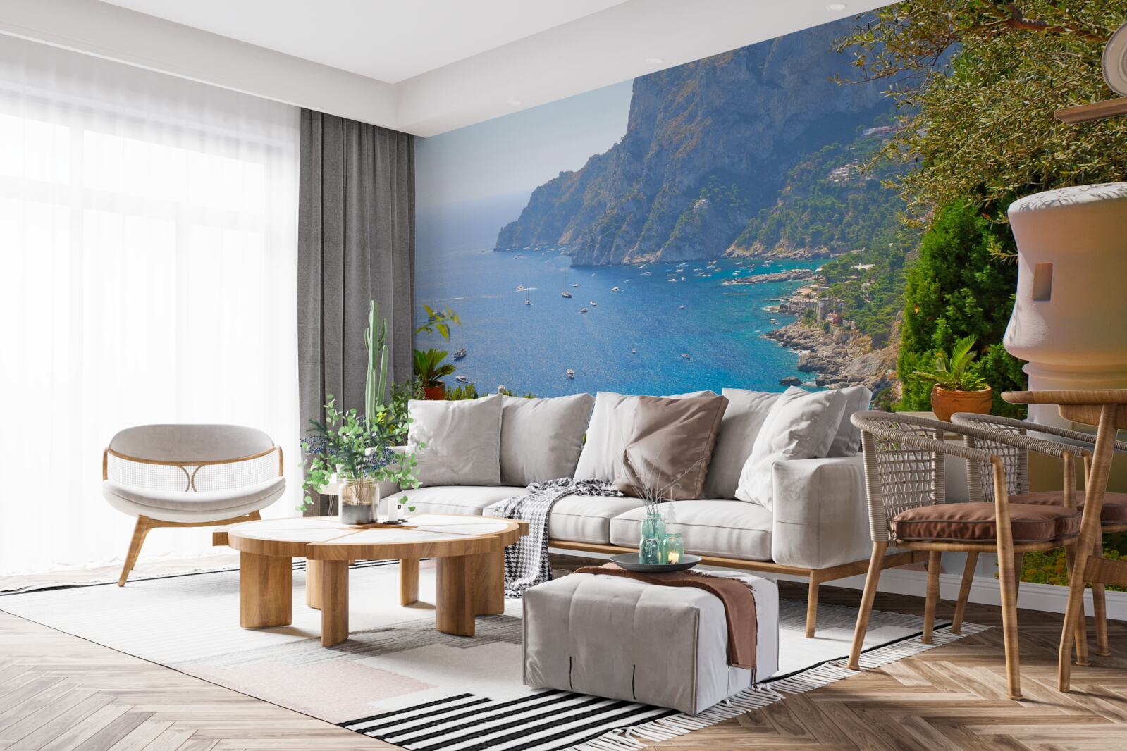 Fotobehang terras met balkon en oceaanzicht