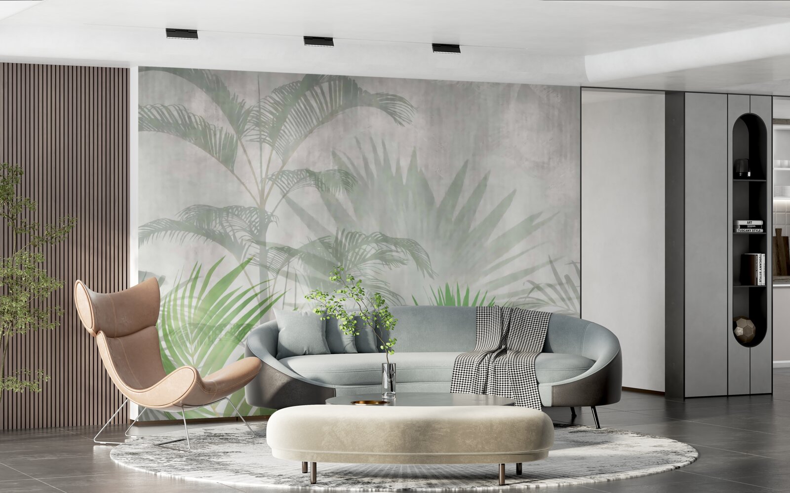 Fotobehang tropische varens in de regen