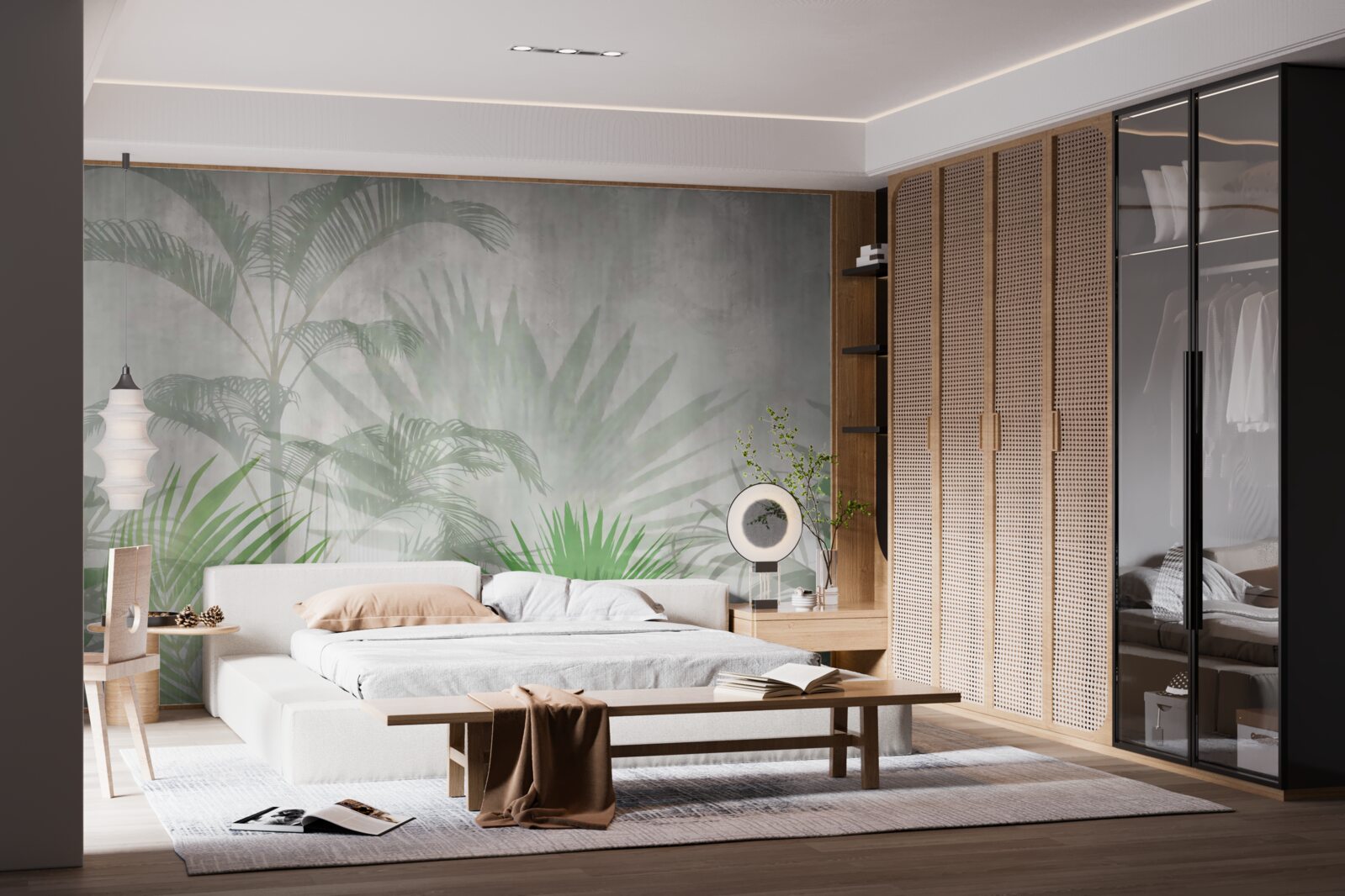 Fotobehang tropische varens in de regen