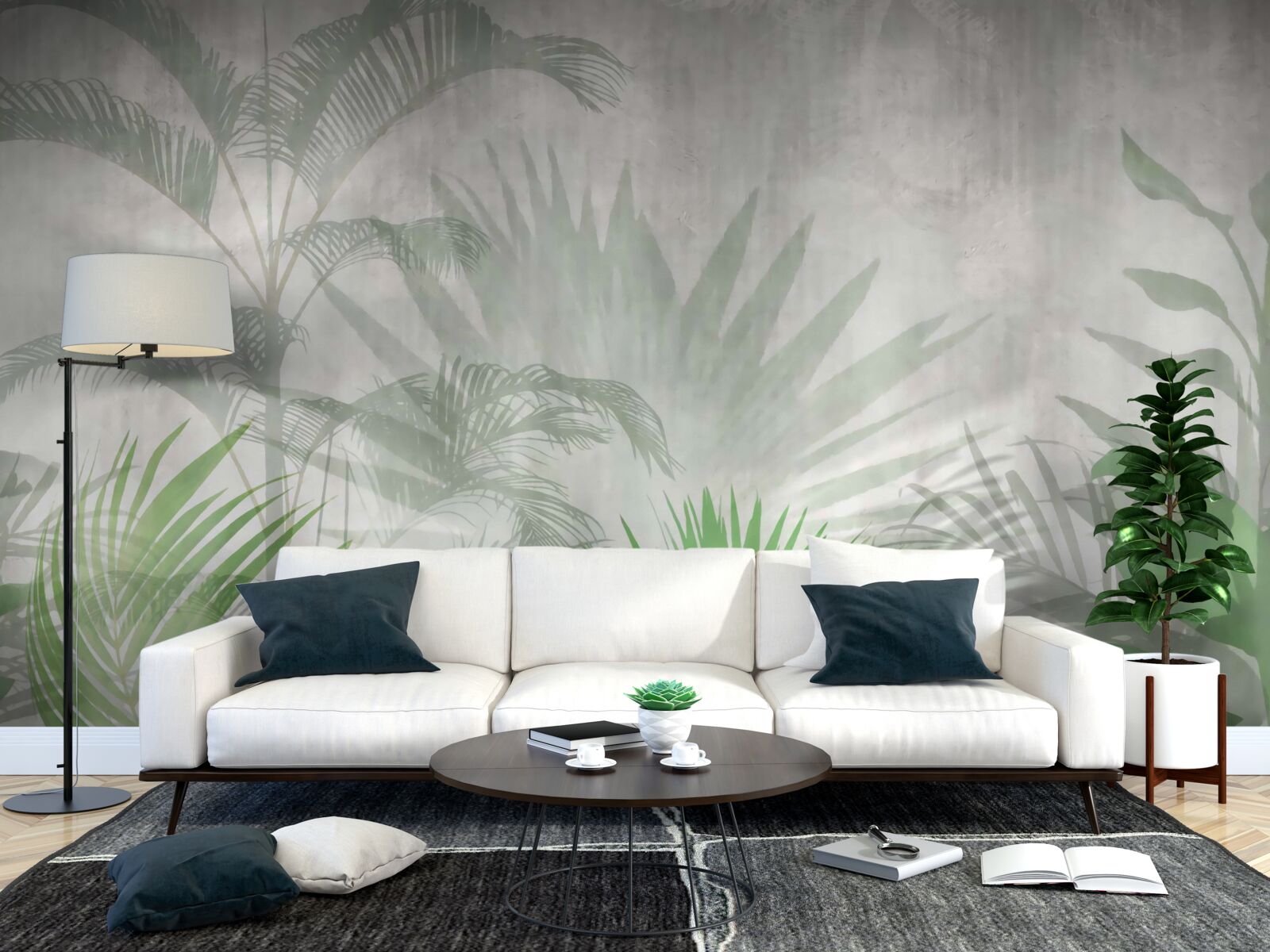 Fotobehang tropische varens in de regen