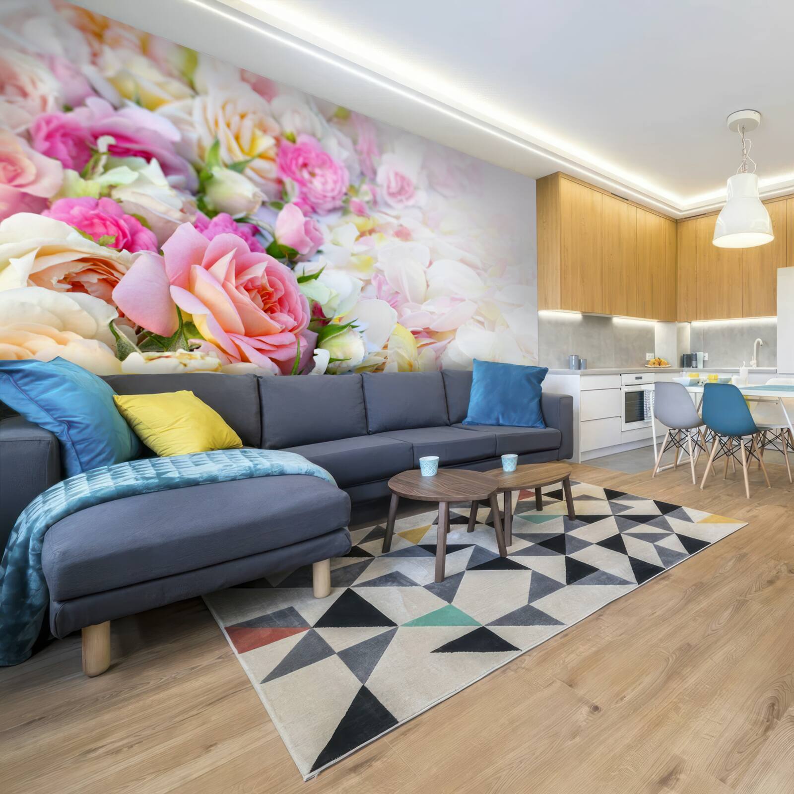 Fotobehang boeket weelderige zomerbloemen