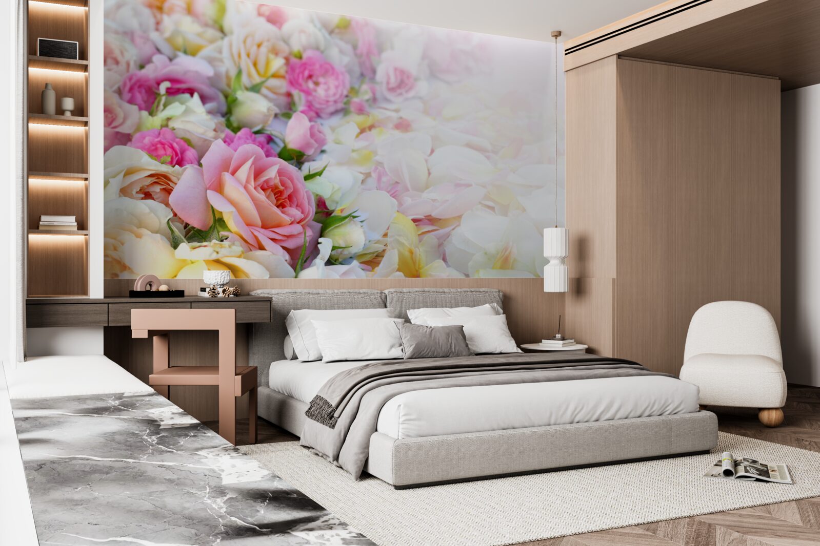 Fotobehang boeket weelderige zomerbloemen