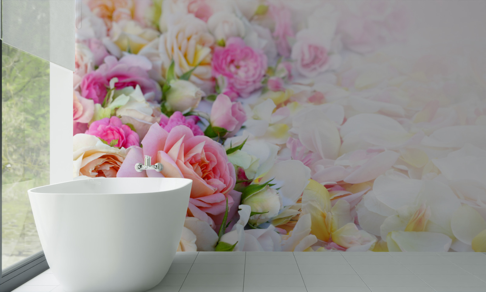 Fotobehang boeket weelderige zomerbloemen