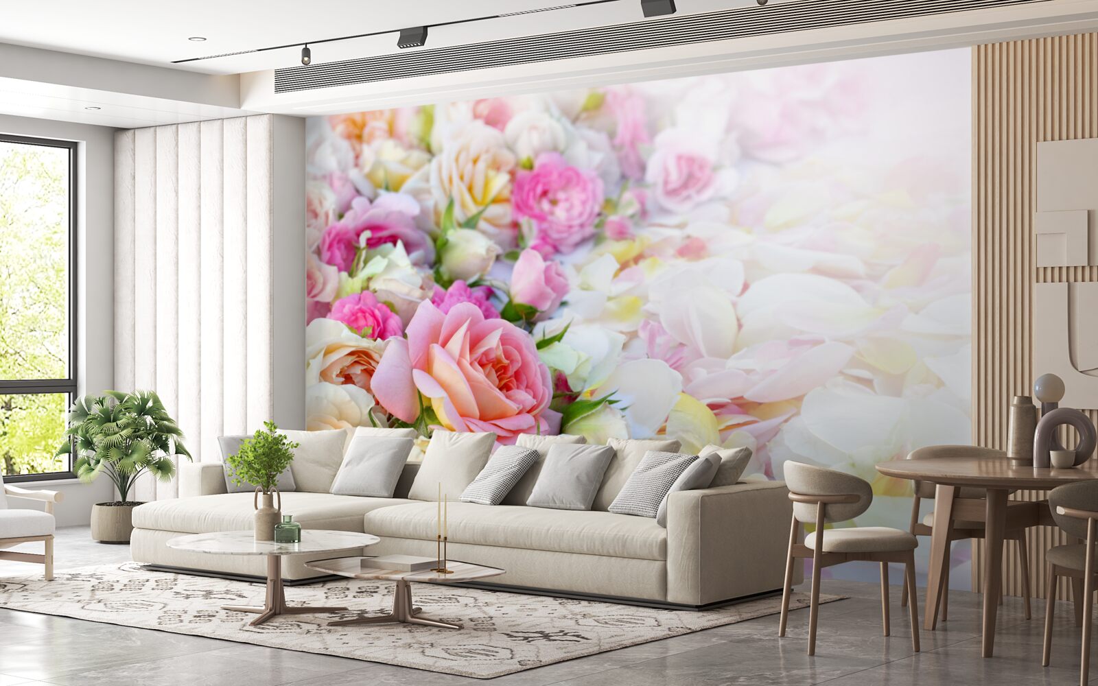 Fotobehang boeket weelderige zomerbloemen