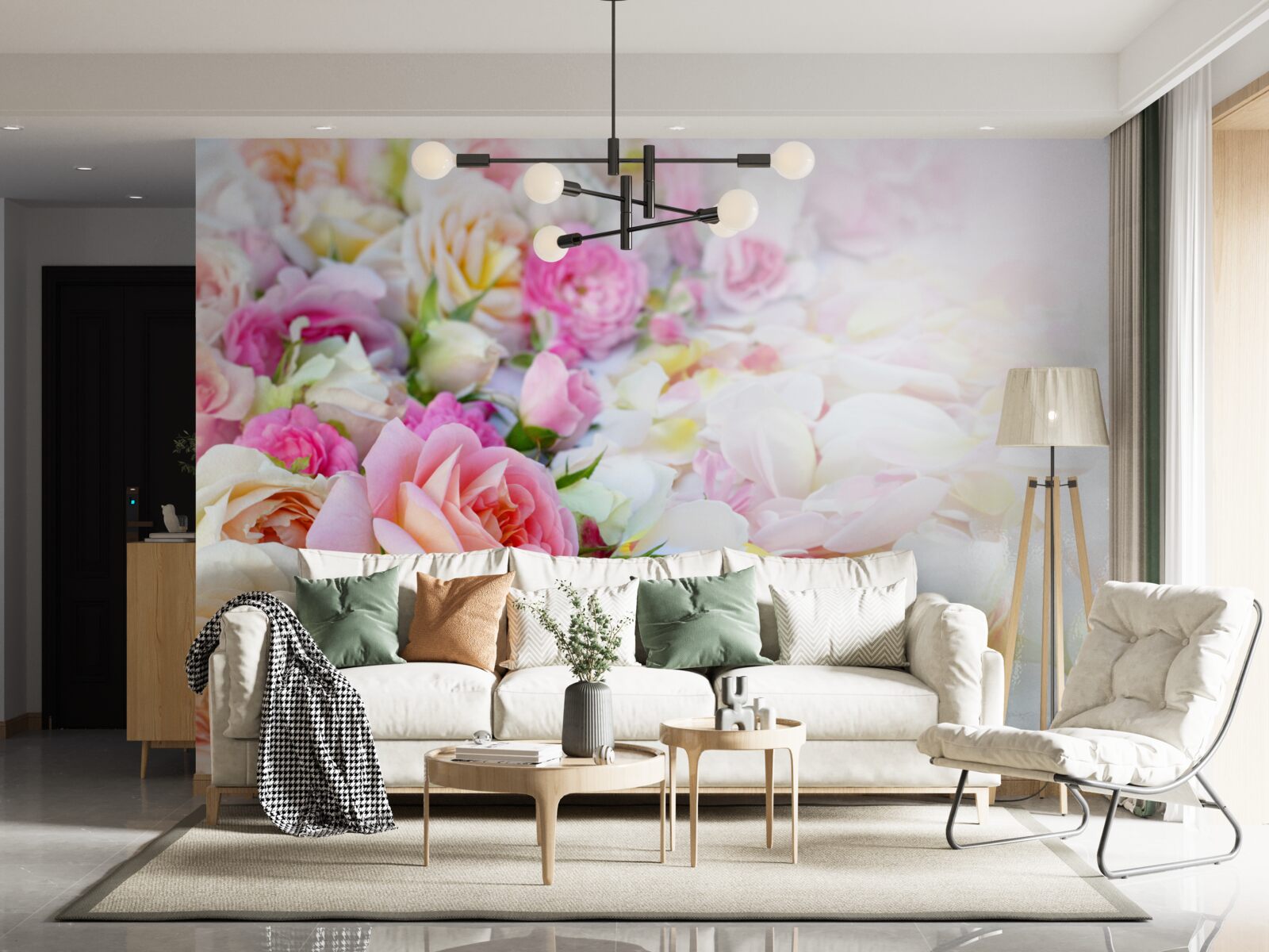 Fotobehang boeket weelderige zomerbloemen