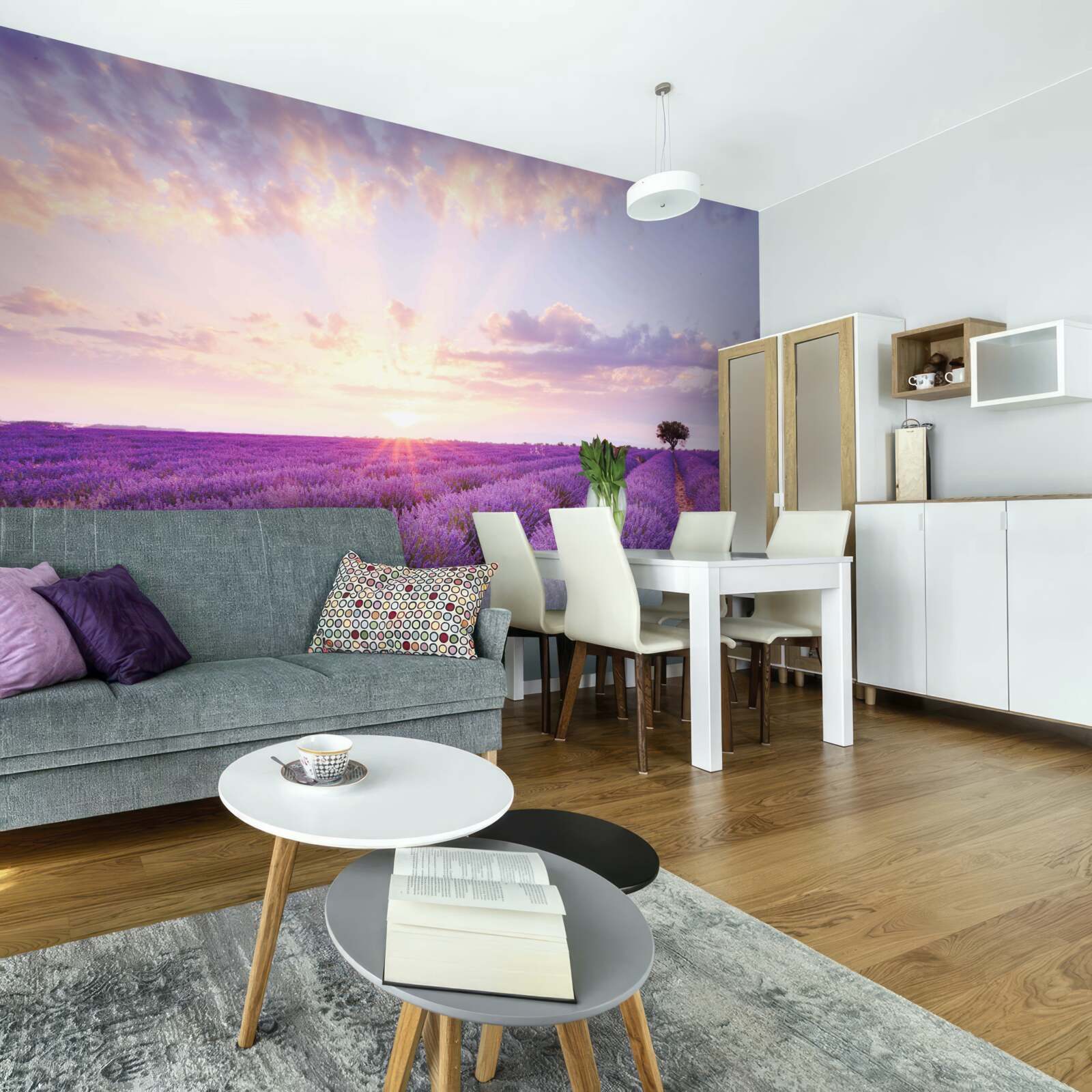 Fotobehang een veld lavendel gevuld met aroma