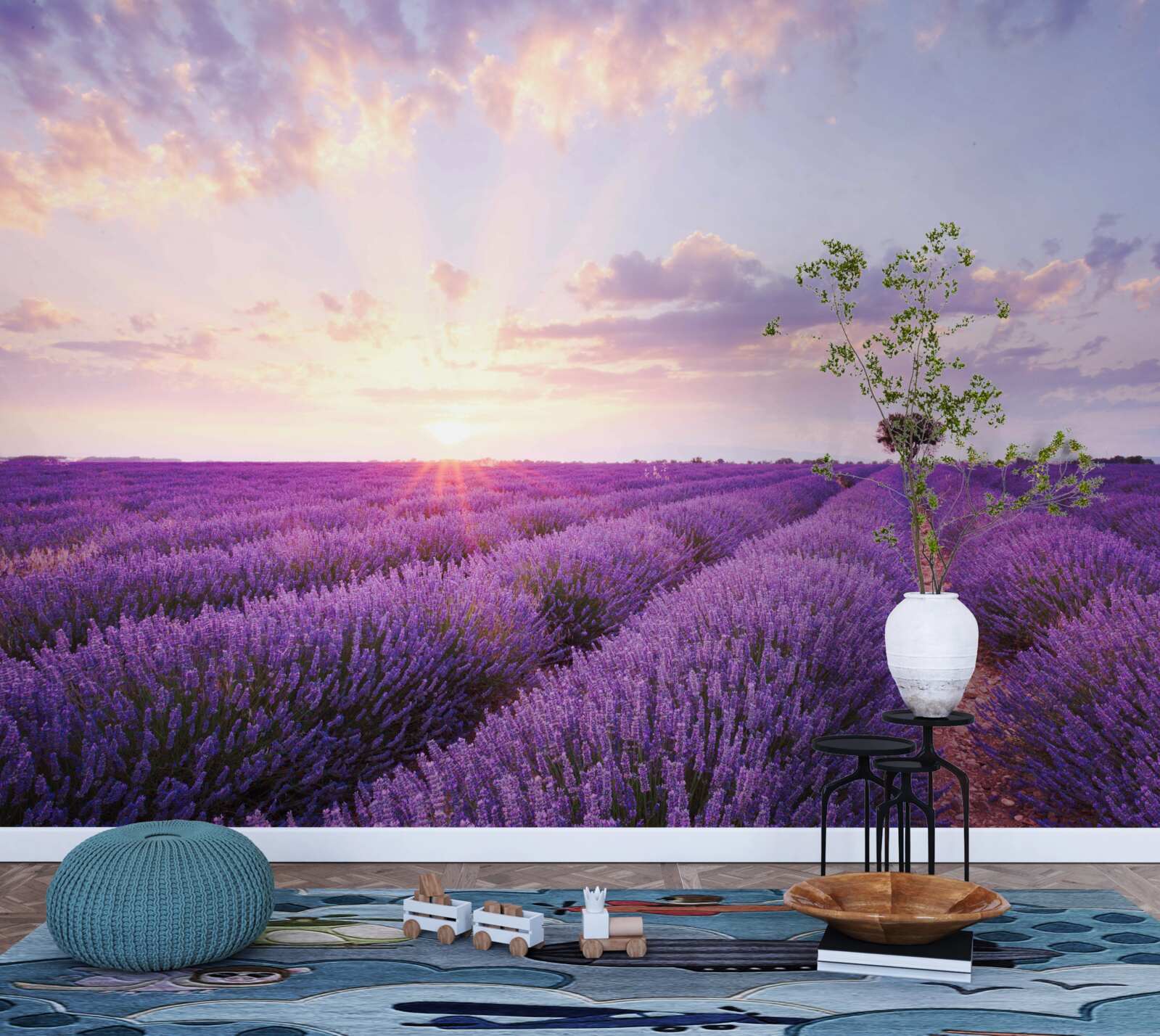 Fotobehang een veld lavendel gevuld met aroma