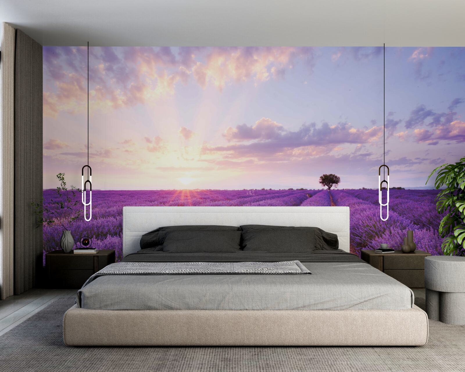 Fotobehang een veld lavendel gevuld met aroma