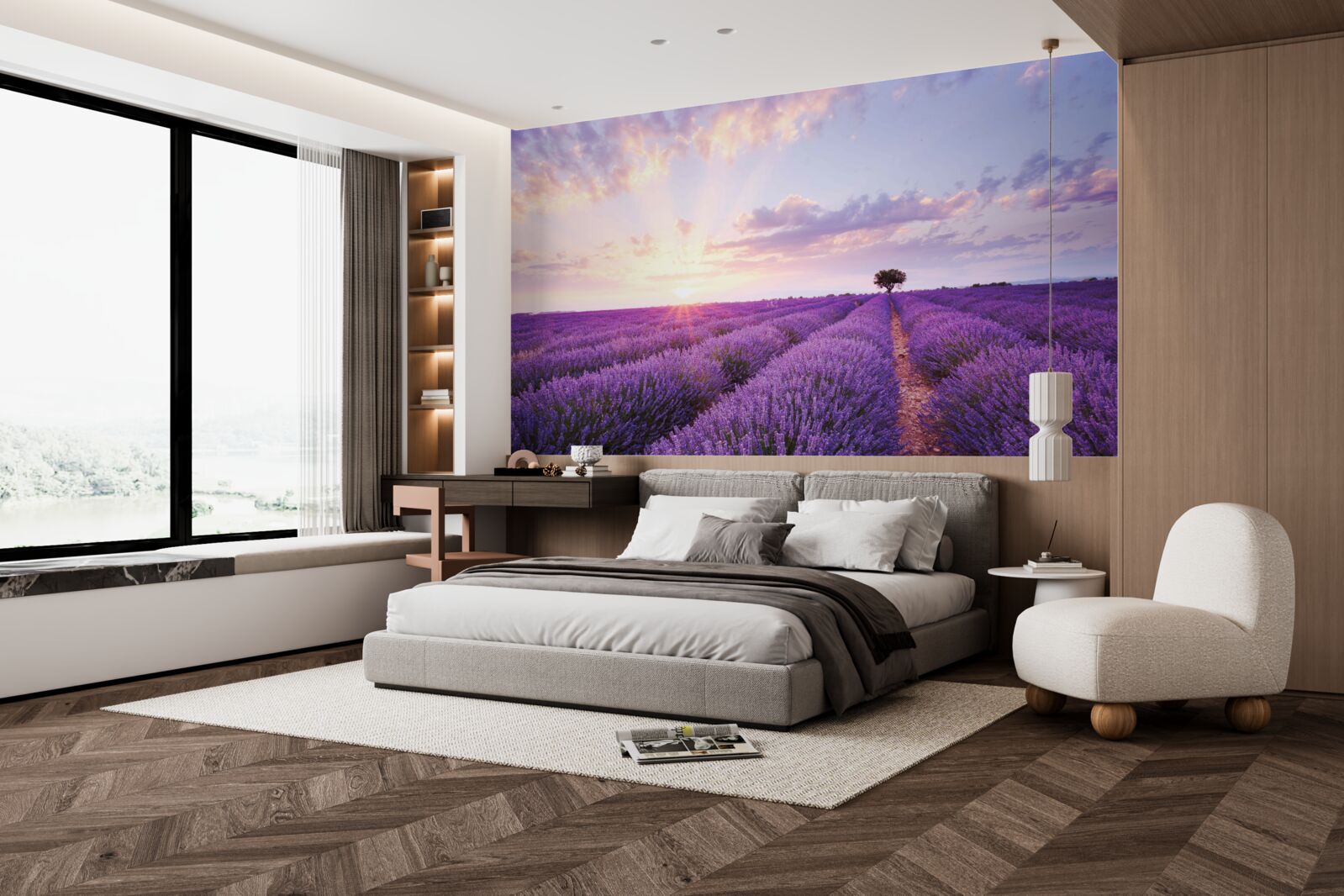 Fotobehang een veld lavendel gevuld met aroma