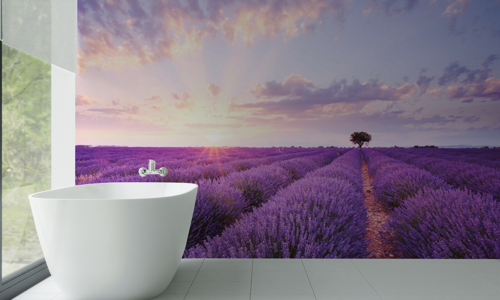 Fotobehang een veld lavendel gevuld met aroma