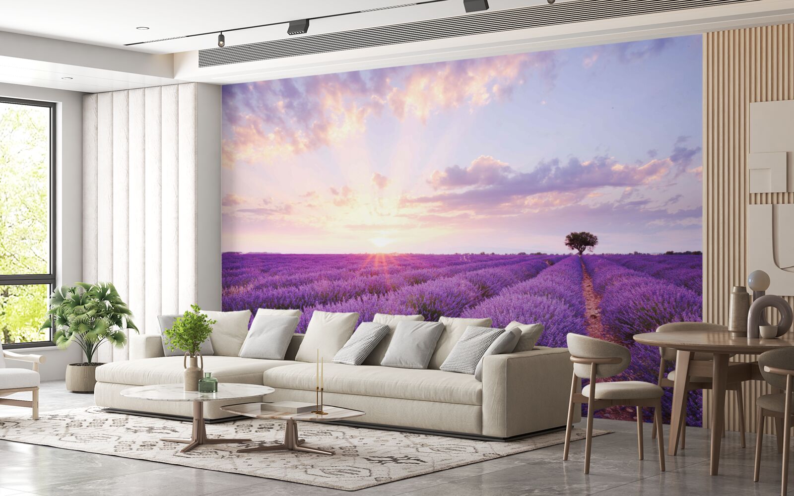 Fotobehang een veld lavendel gevuld met aroma