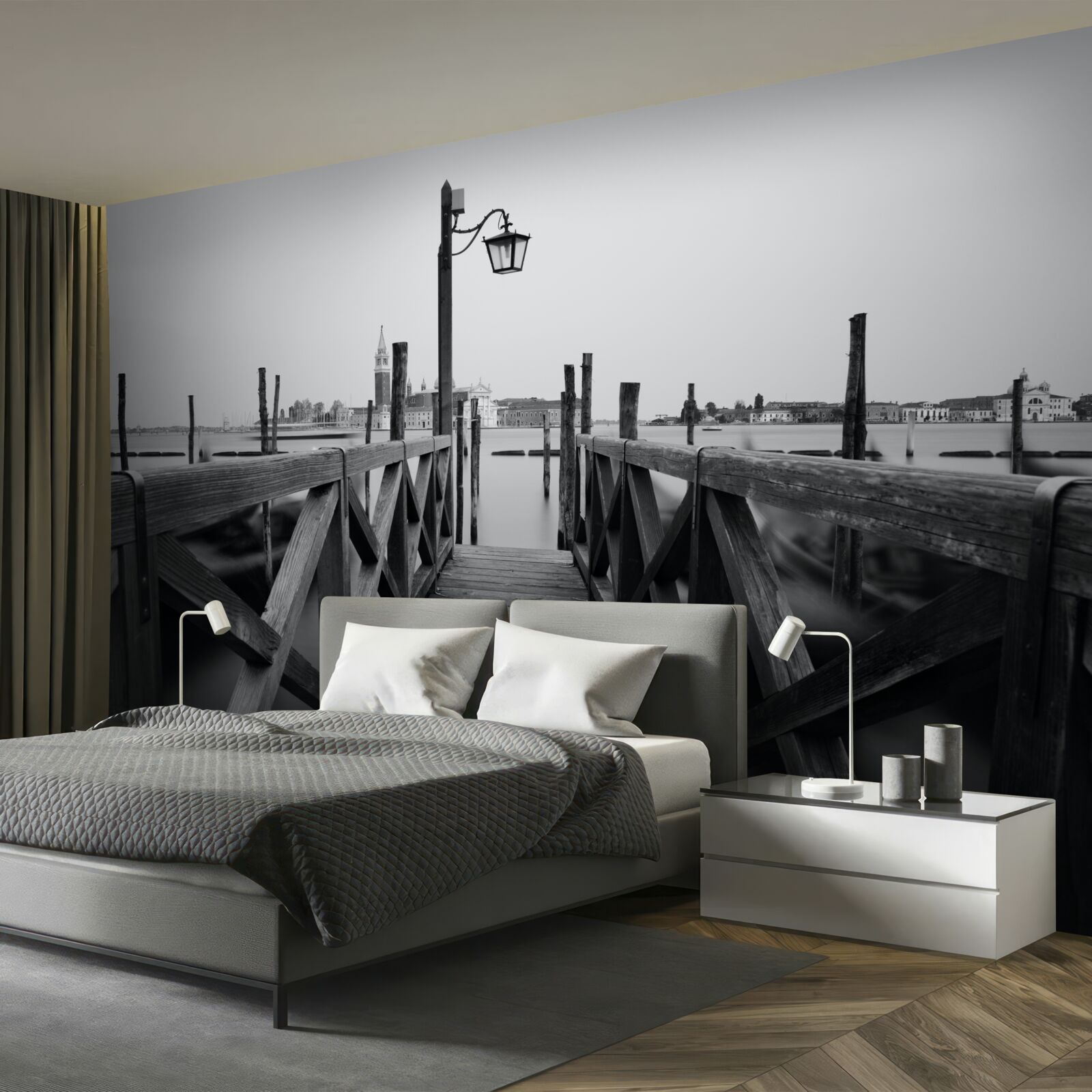 Fotobehang wal van hout naast water