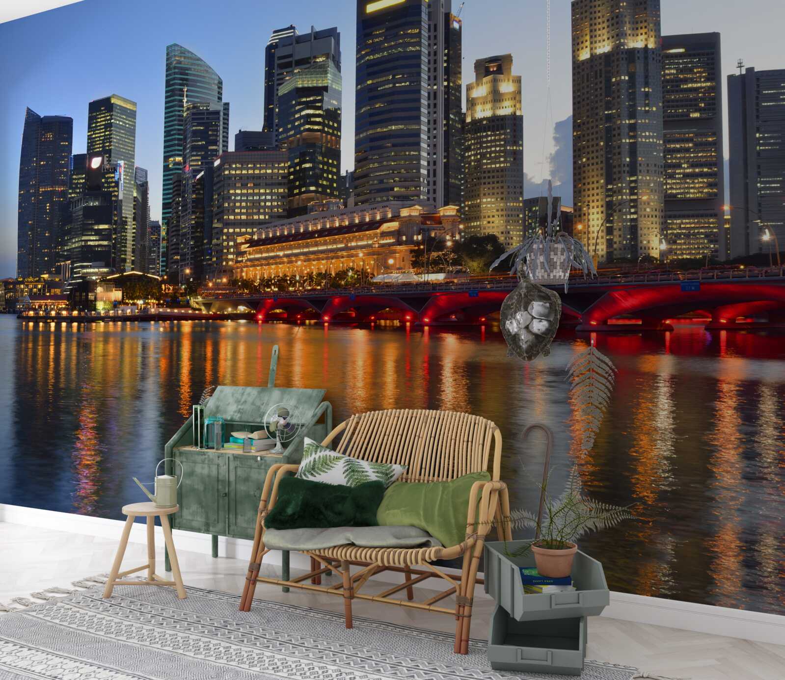 Fotobehang de avondverlichting van een grote stad