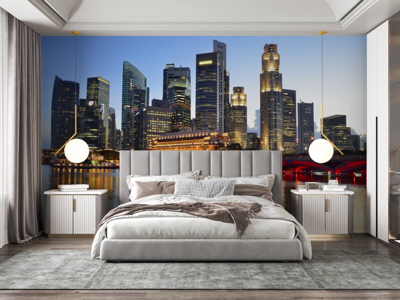 Fotobehang de avondverlichting van een grote stad