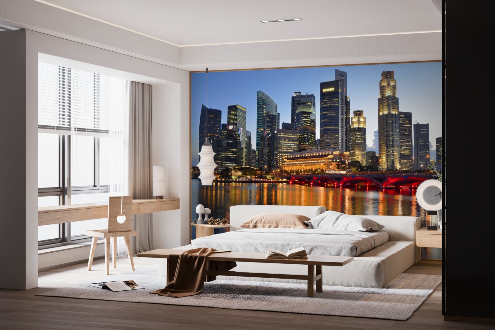 Fotobehang de avondverlichting van een grote stad