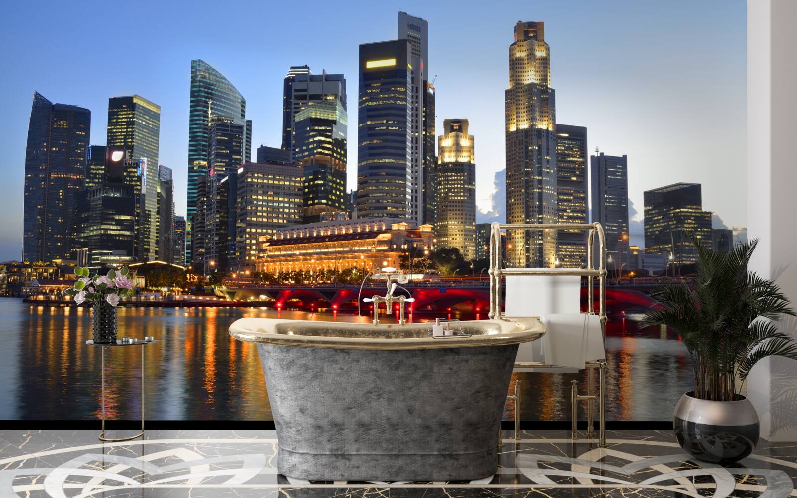 Fotobehang de avondverlichting van een grote stad