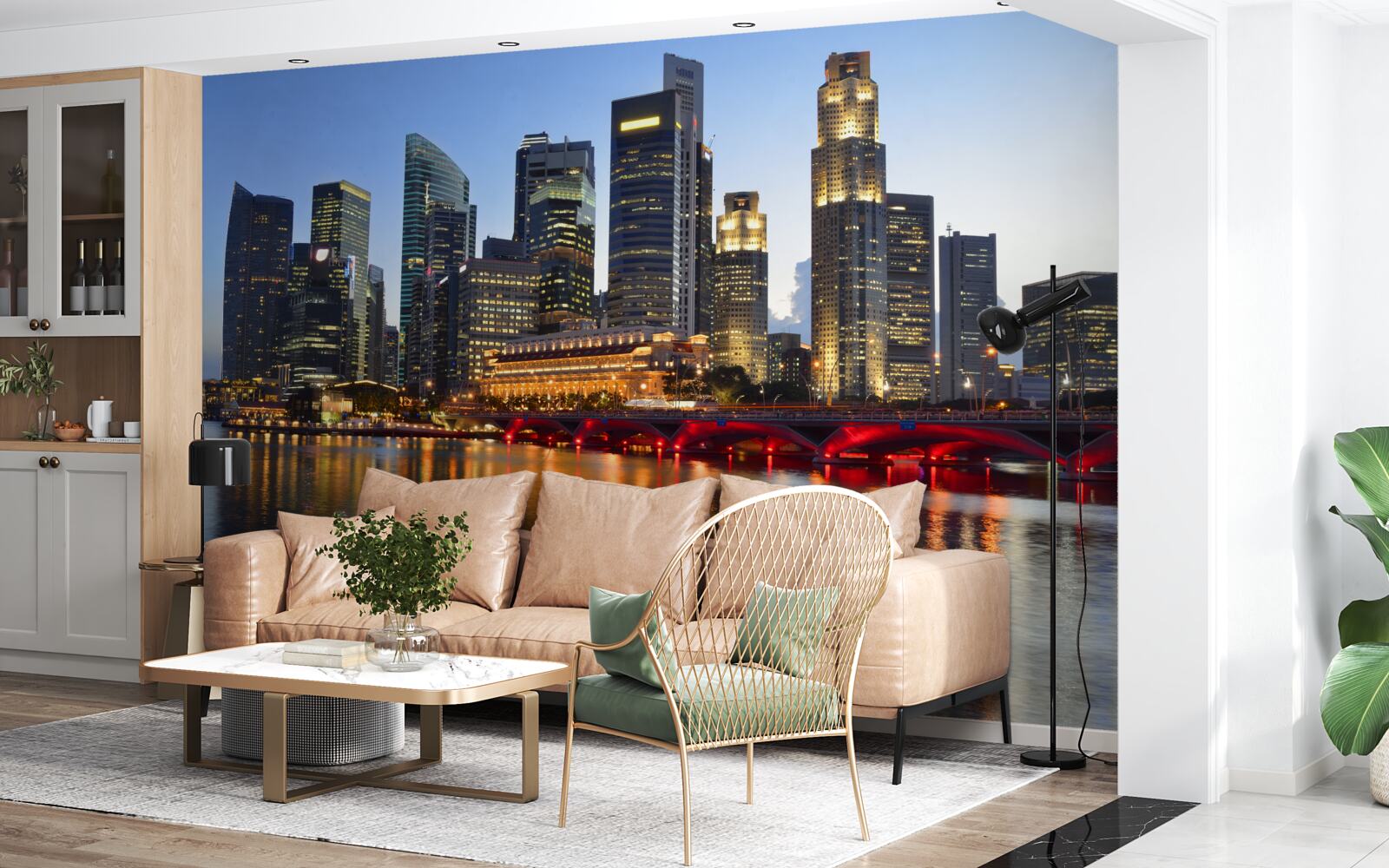 Fotobehang de avondverlichting van een grote stad