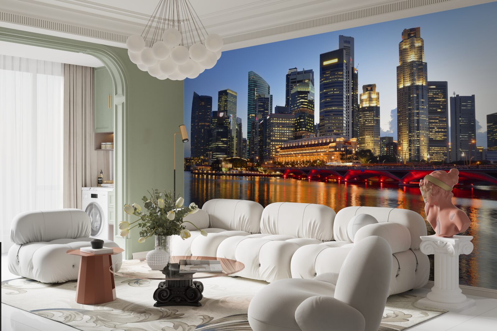 Fotobehang de avondverlichting van een grote stad