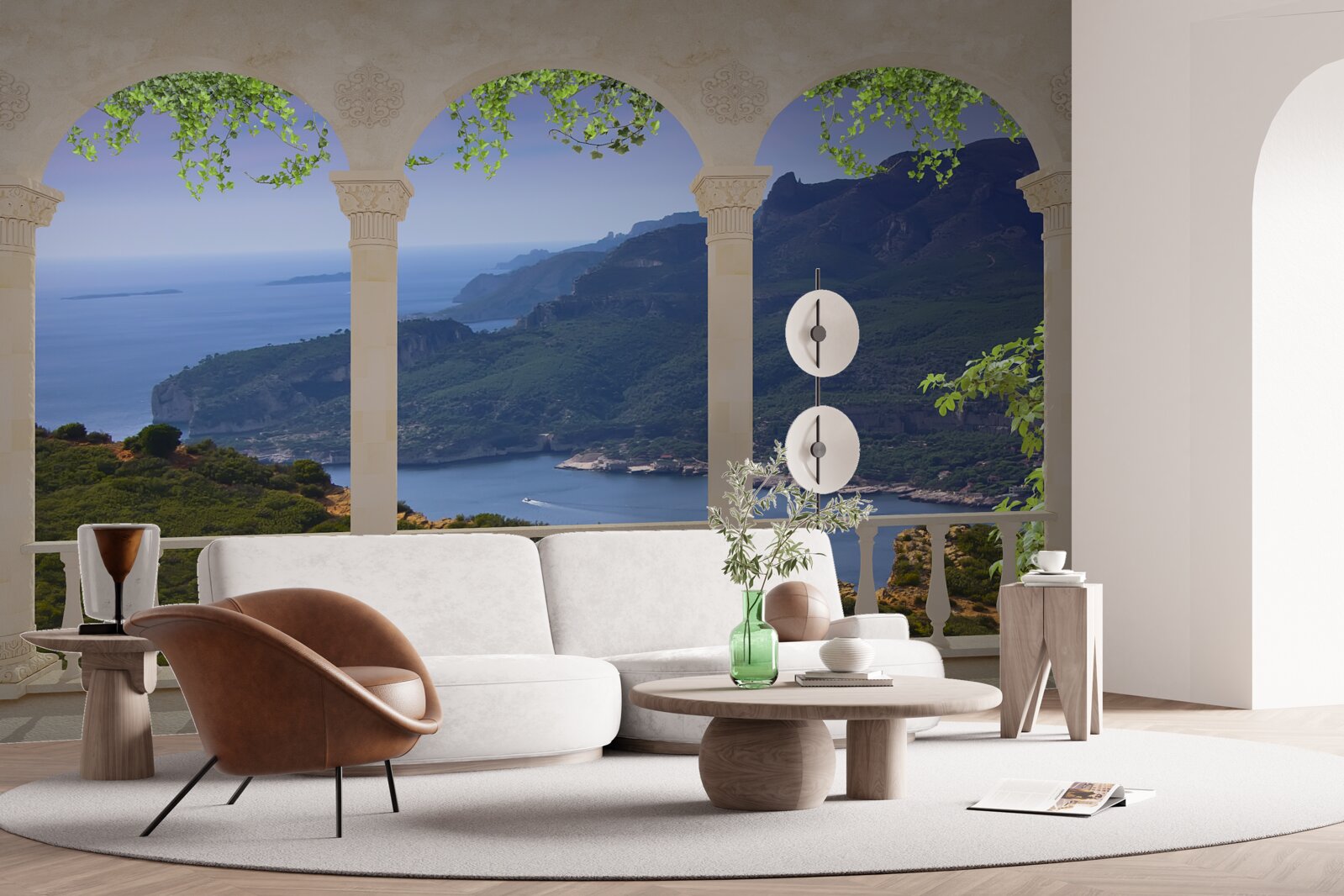 Fotobehang landschappelijk uitzicht vanaf het terras