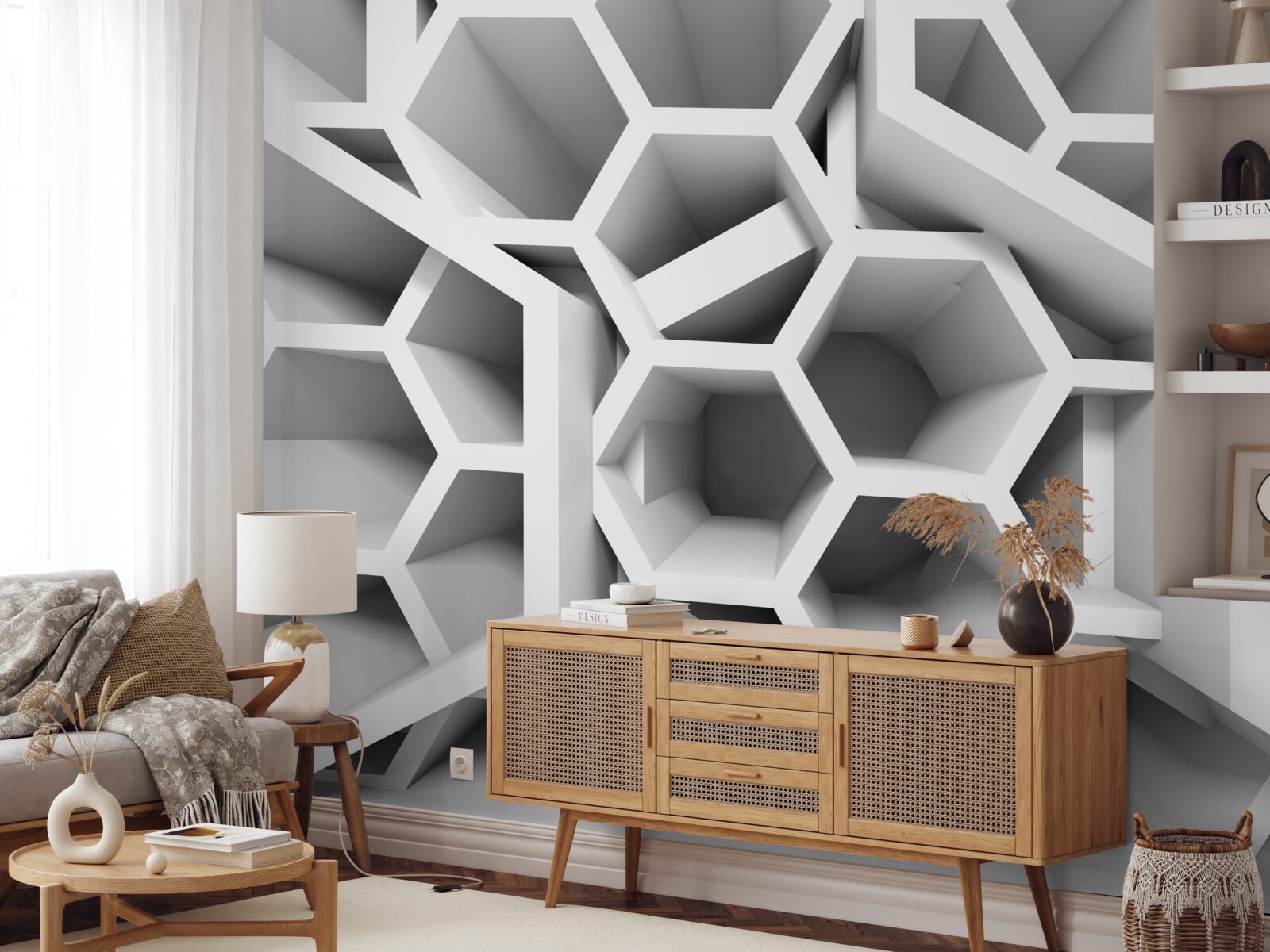 Fotobehang holle rechthoekige structuren