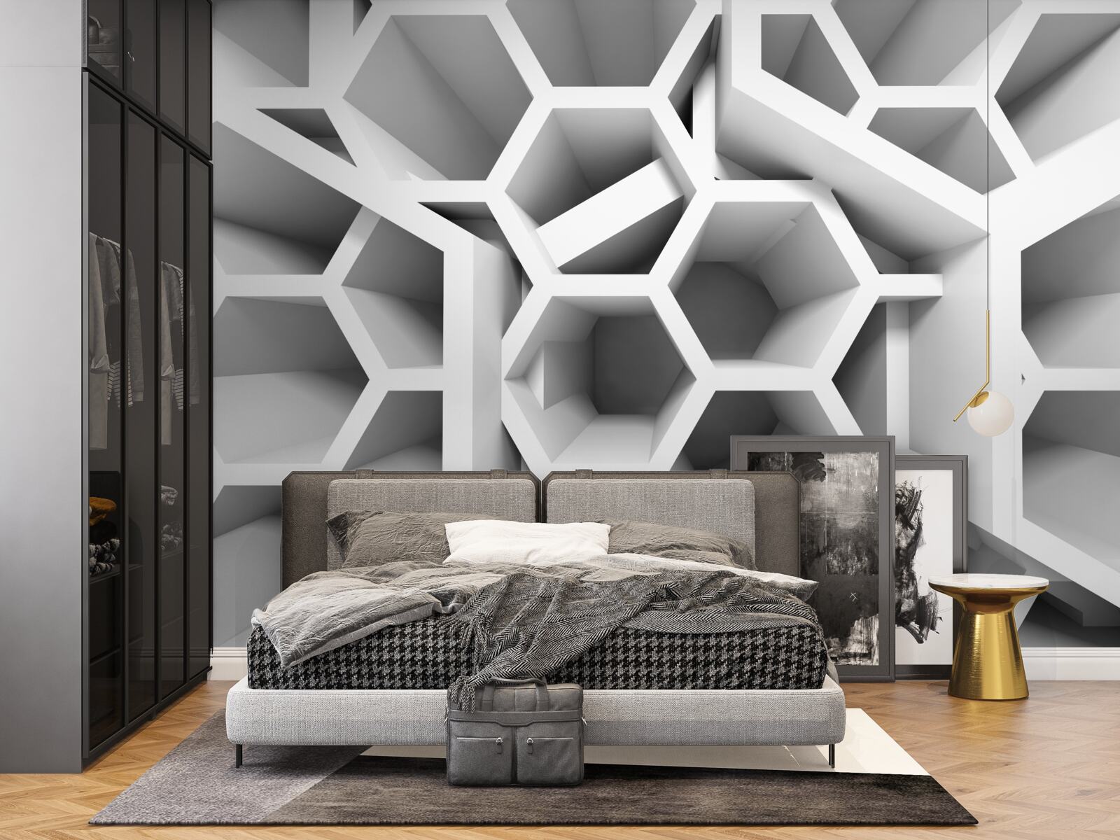 Fotobehang holle rechthoekige structuren