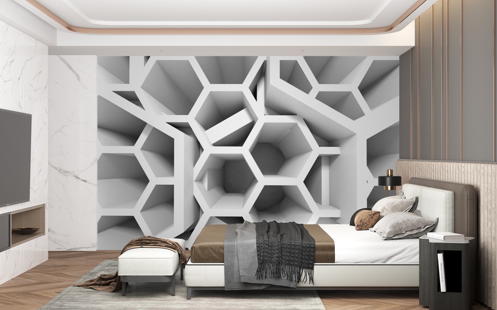 Fotobehang holle rechthoekige structuren