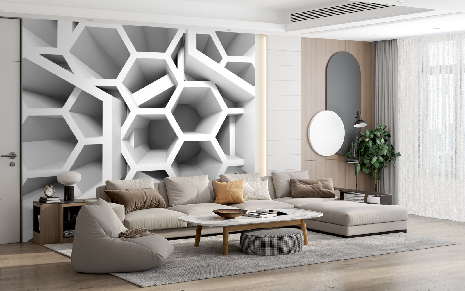 Fotobehang holle rechthoekige structuren