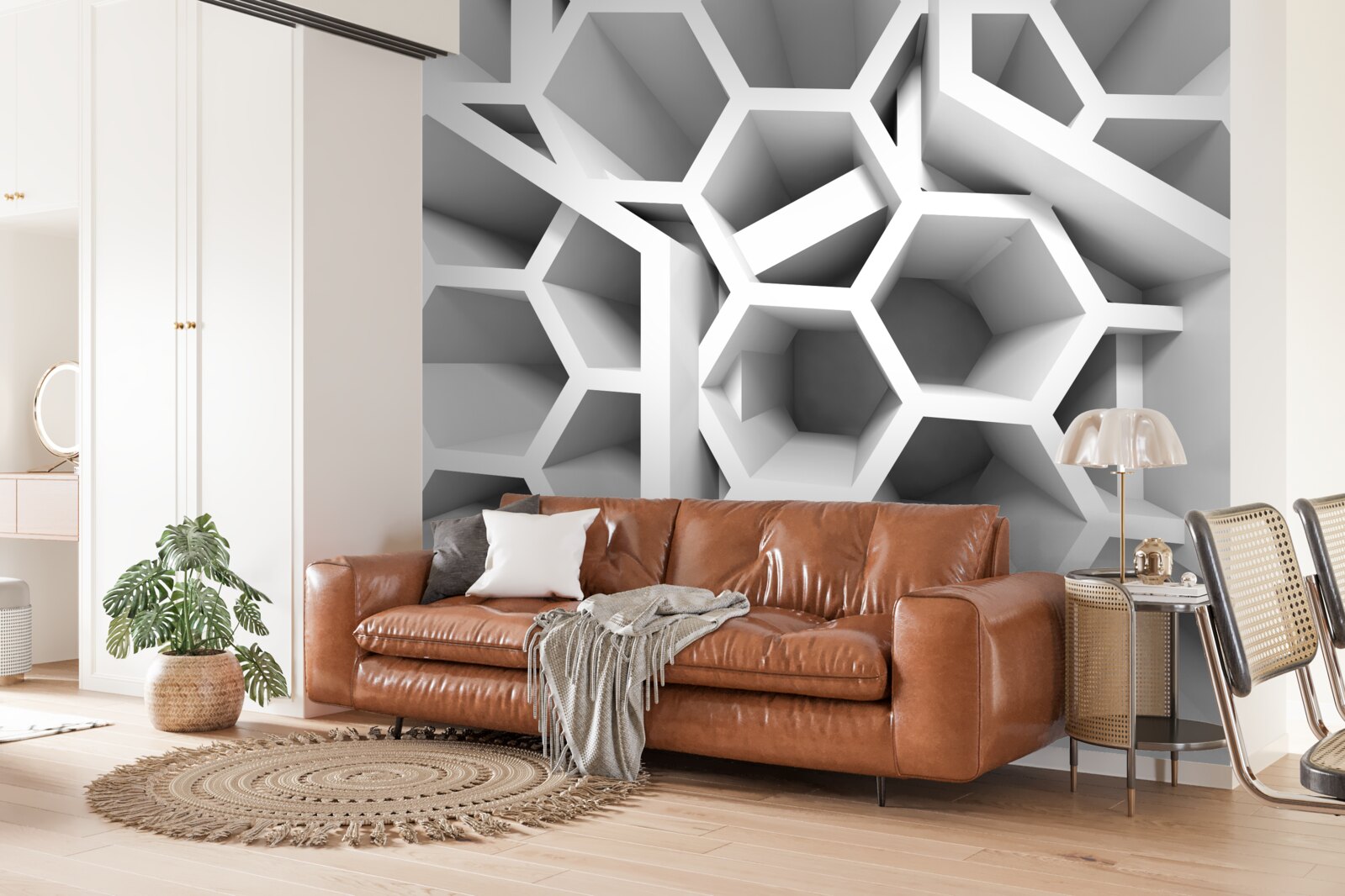 Fotobehang holle rechthoekige structuren