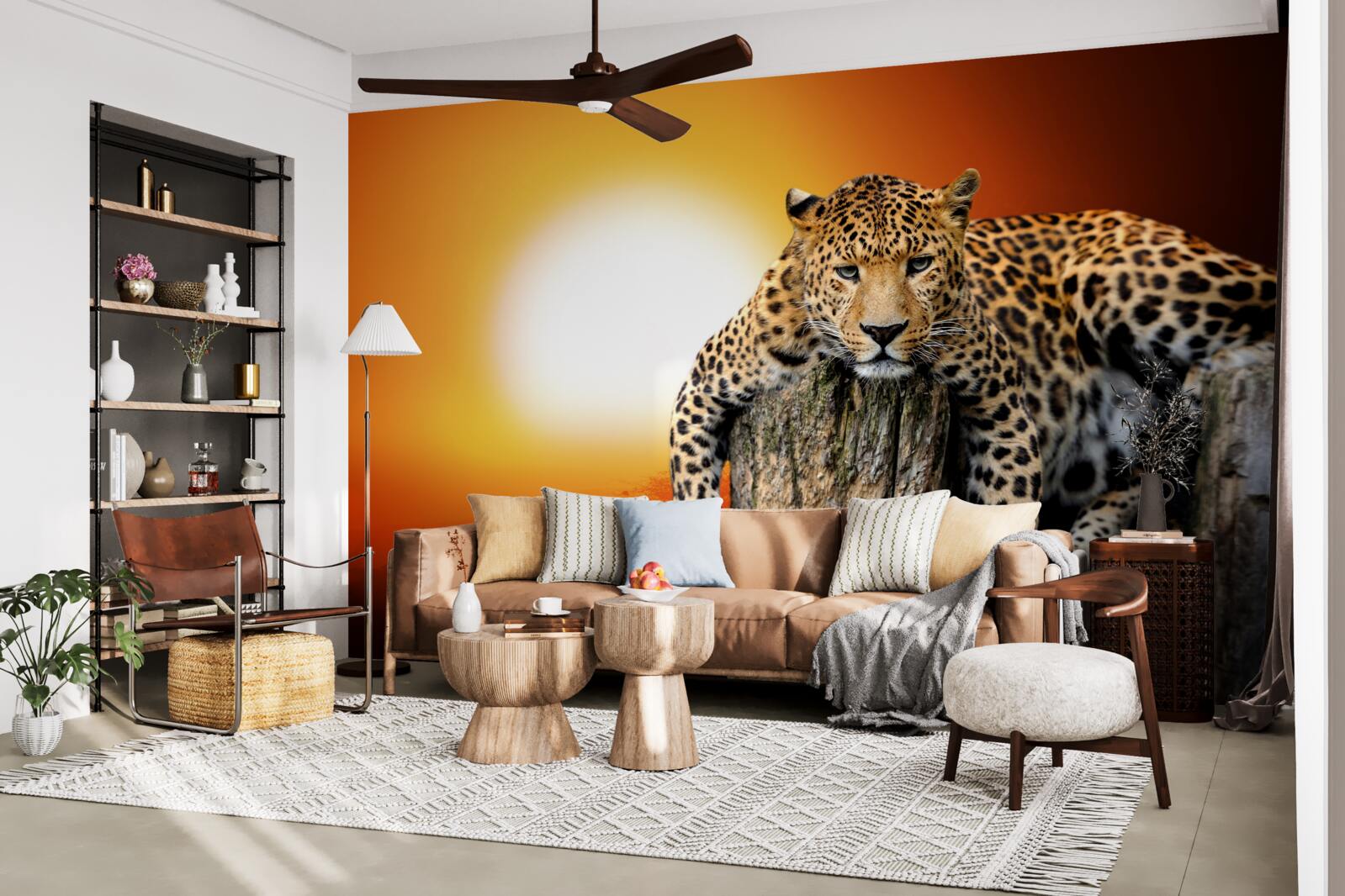 Fotobehang luipaard genietend van de zonsondergang