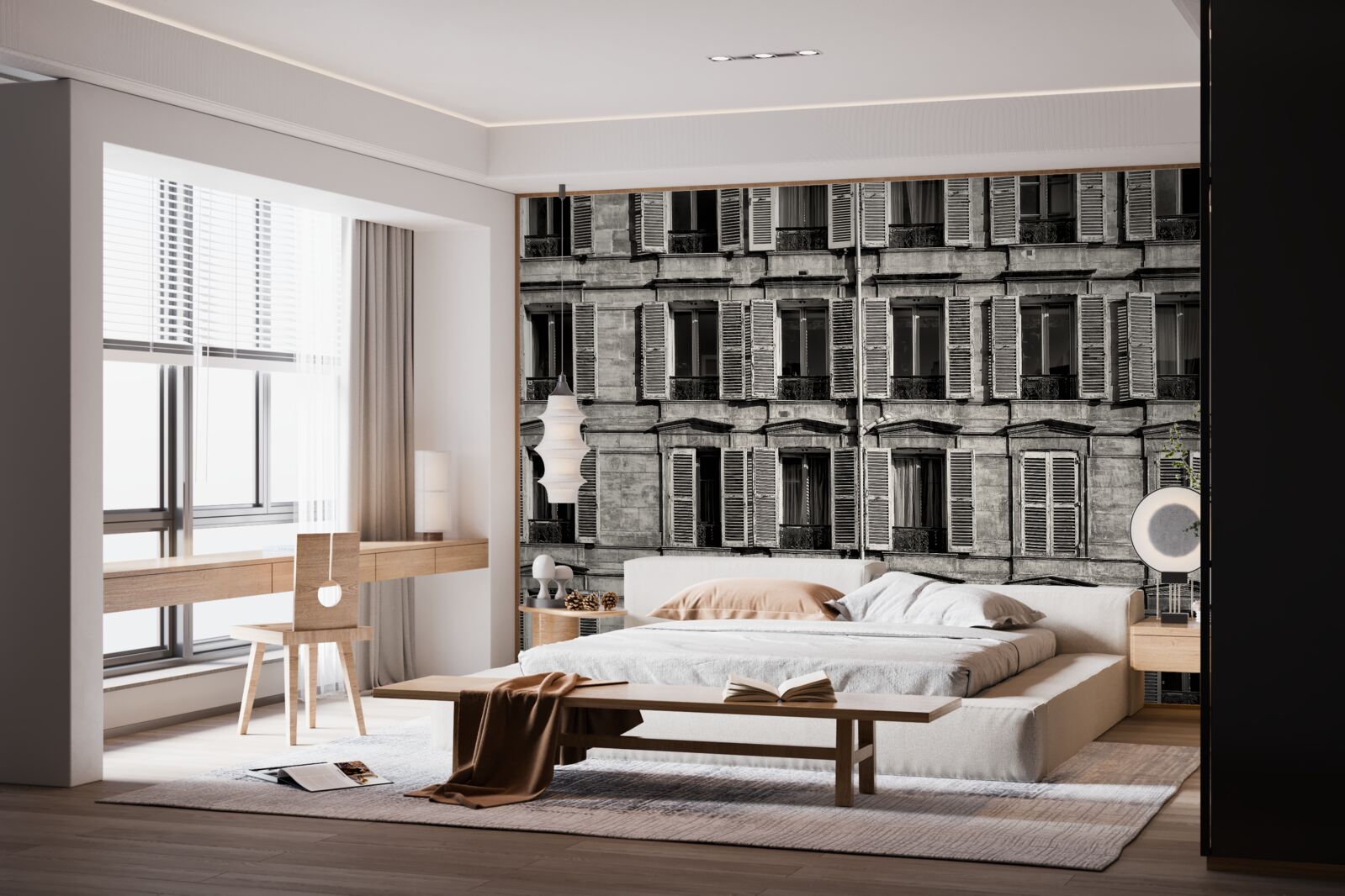 Fotobehang raamventilatoren in een zwart-wit palet