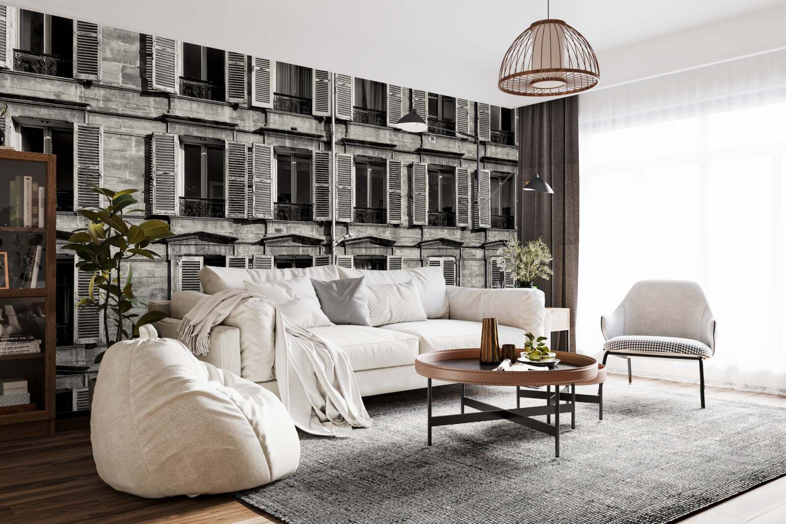 Fotobehang raamventilatoren in een zwart-wit palet