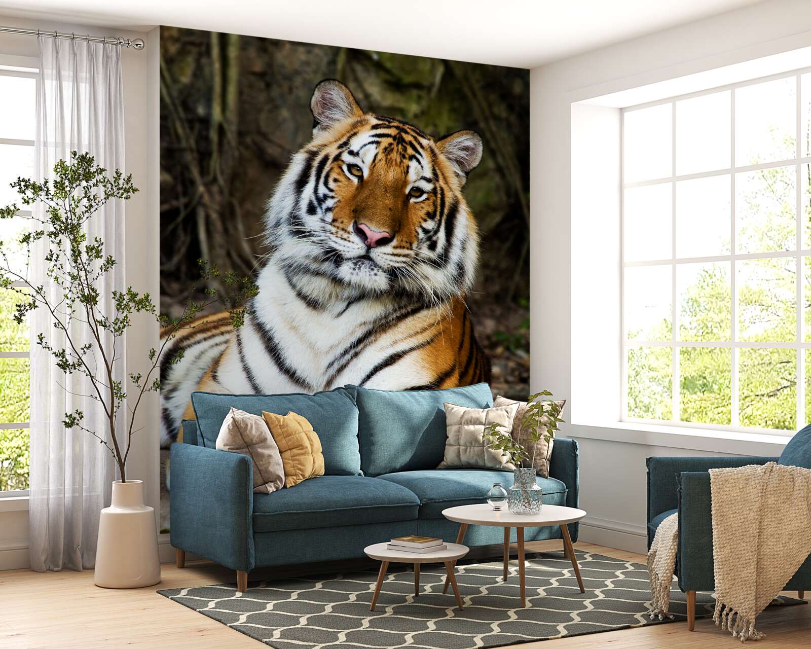 Fotobehang grote tijger op vakantie