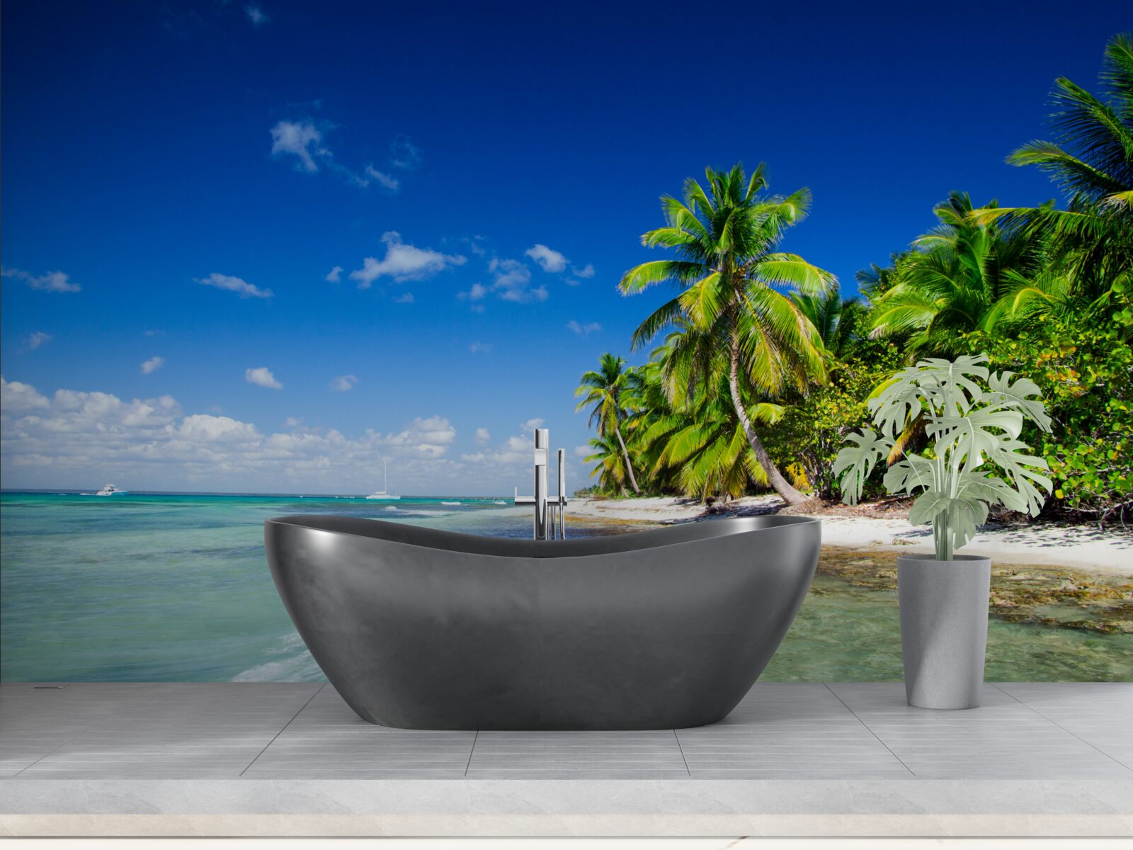 Fotobehang golven op zee aan een tropische kust