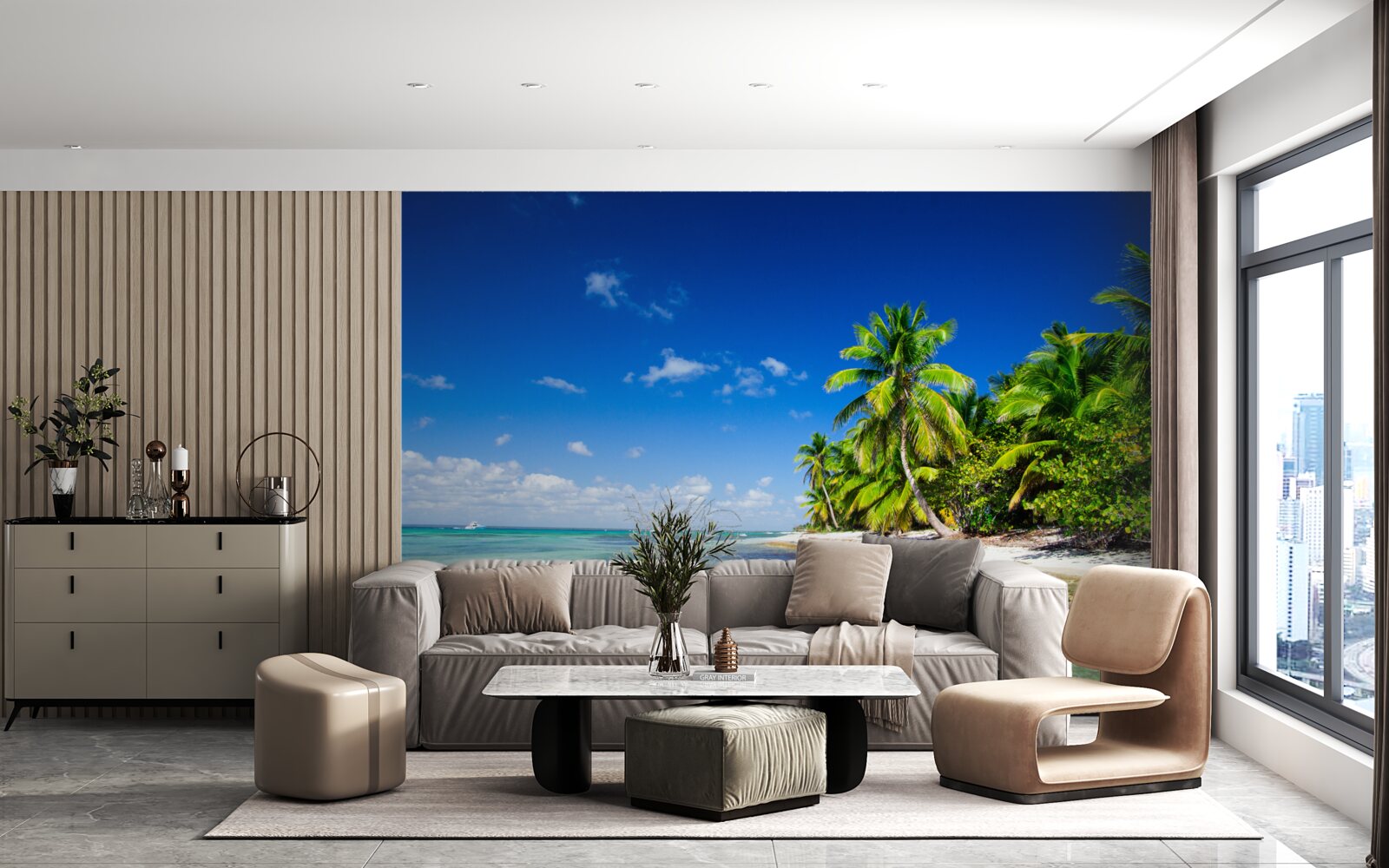 Fotobehang golven op zee aan een tropische kust