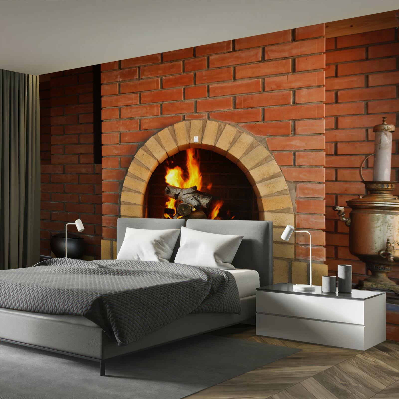 Fotobehang fornuis met kookgerei