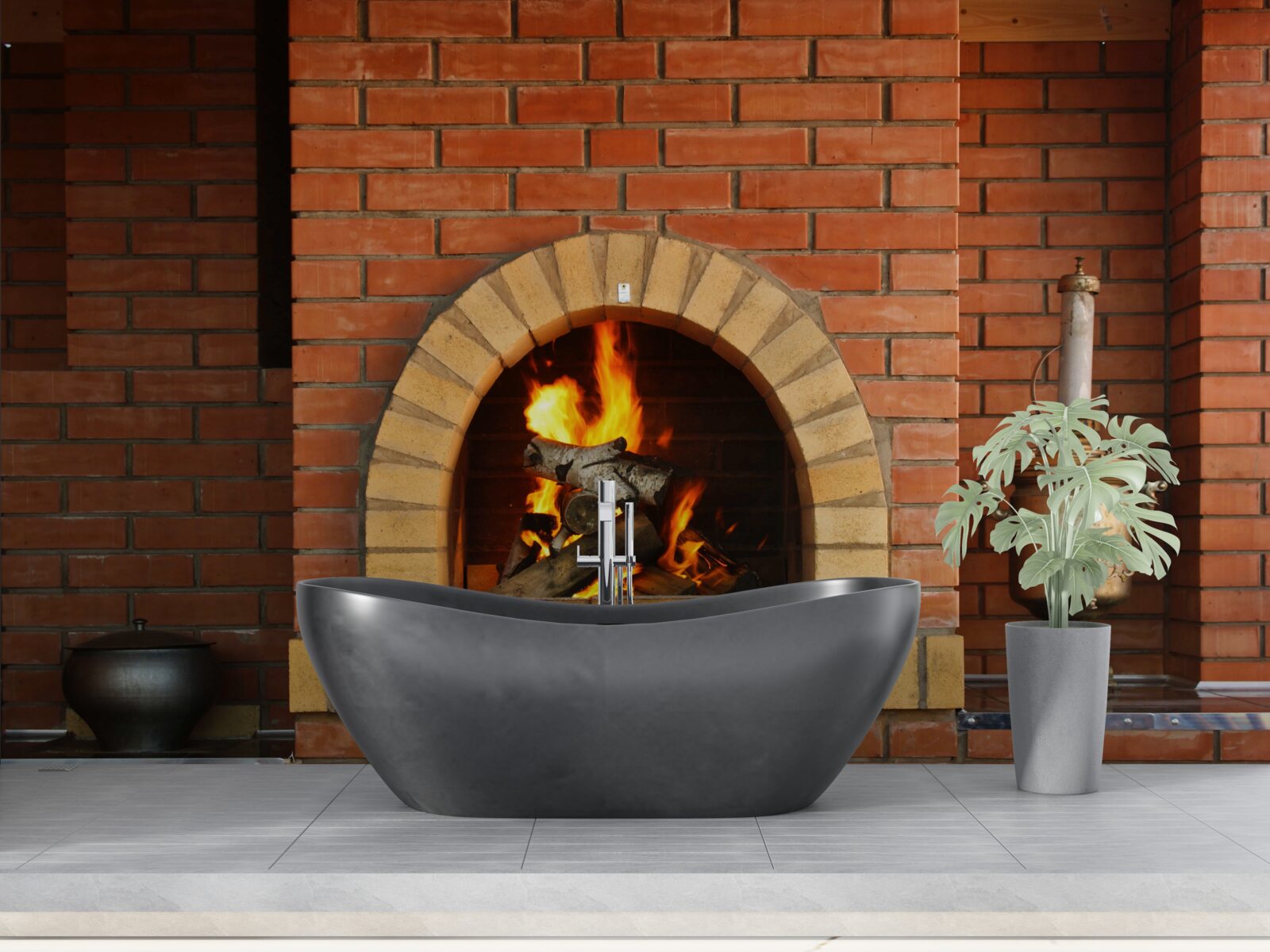 Fotobehang fornuis met kookgerei