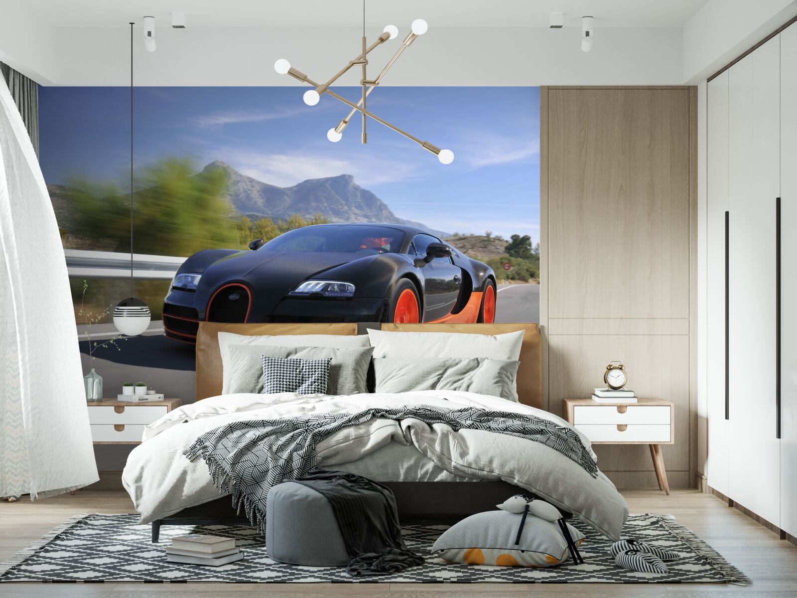 Fotobehang raceauto op de weg