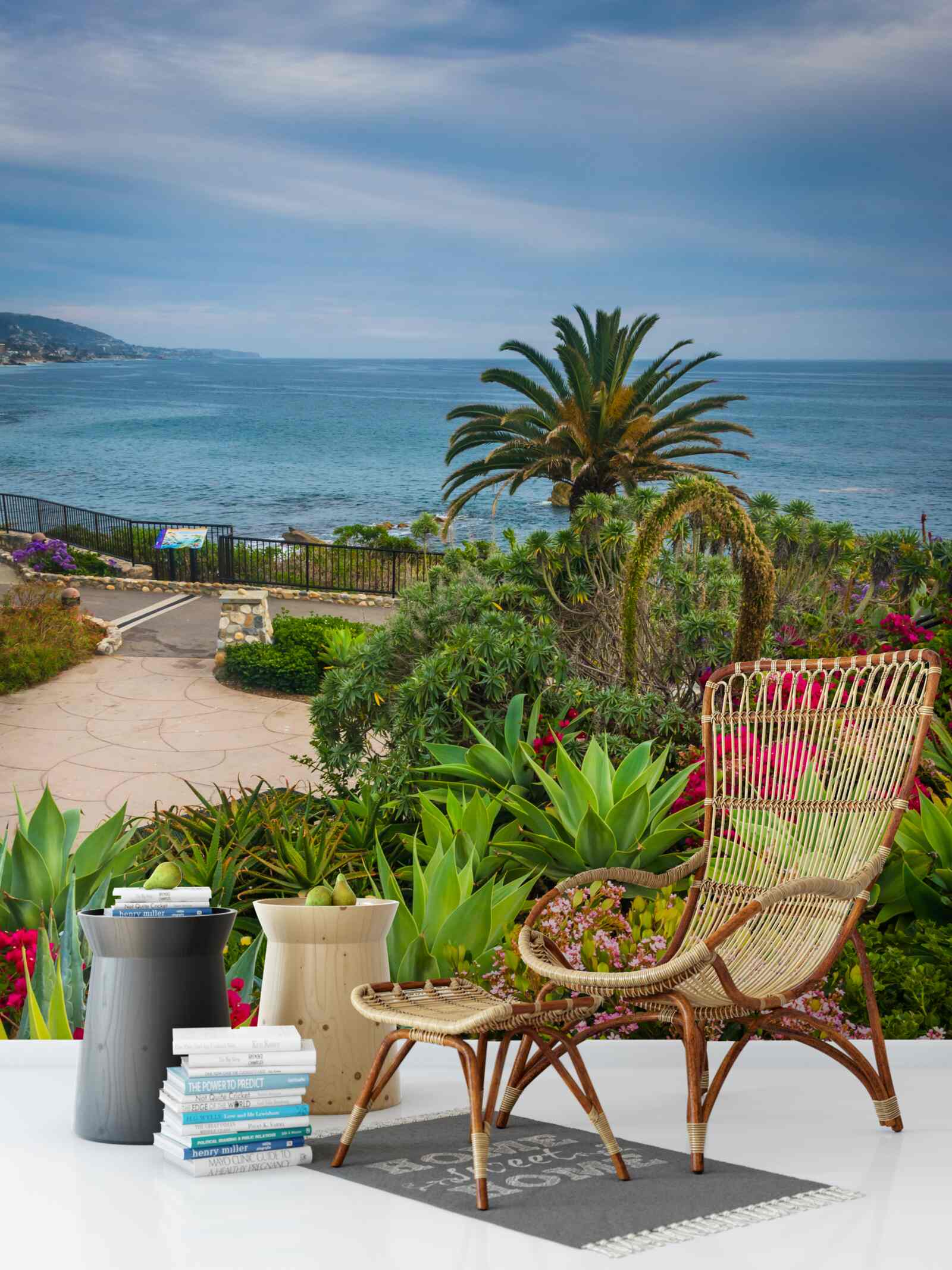 Fotobehang groen groeit in de buurt van de oceaan