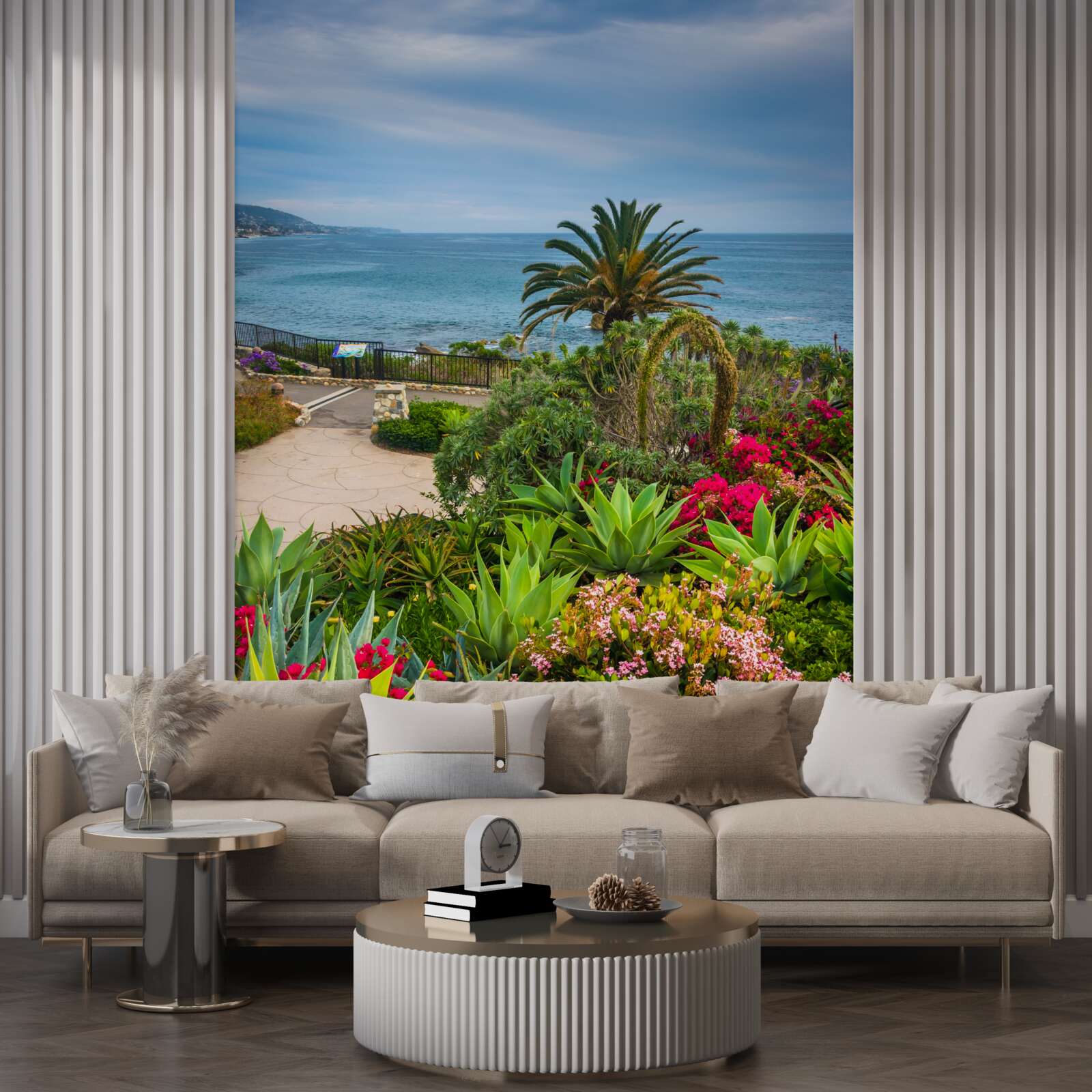 Fotobehang groen groeit in de buurt van de oceaan