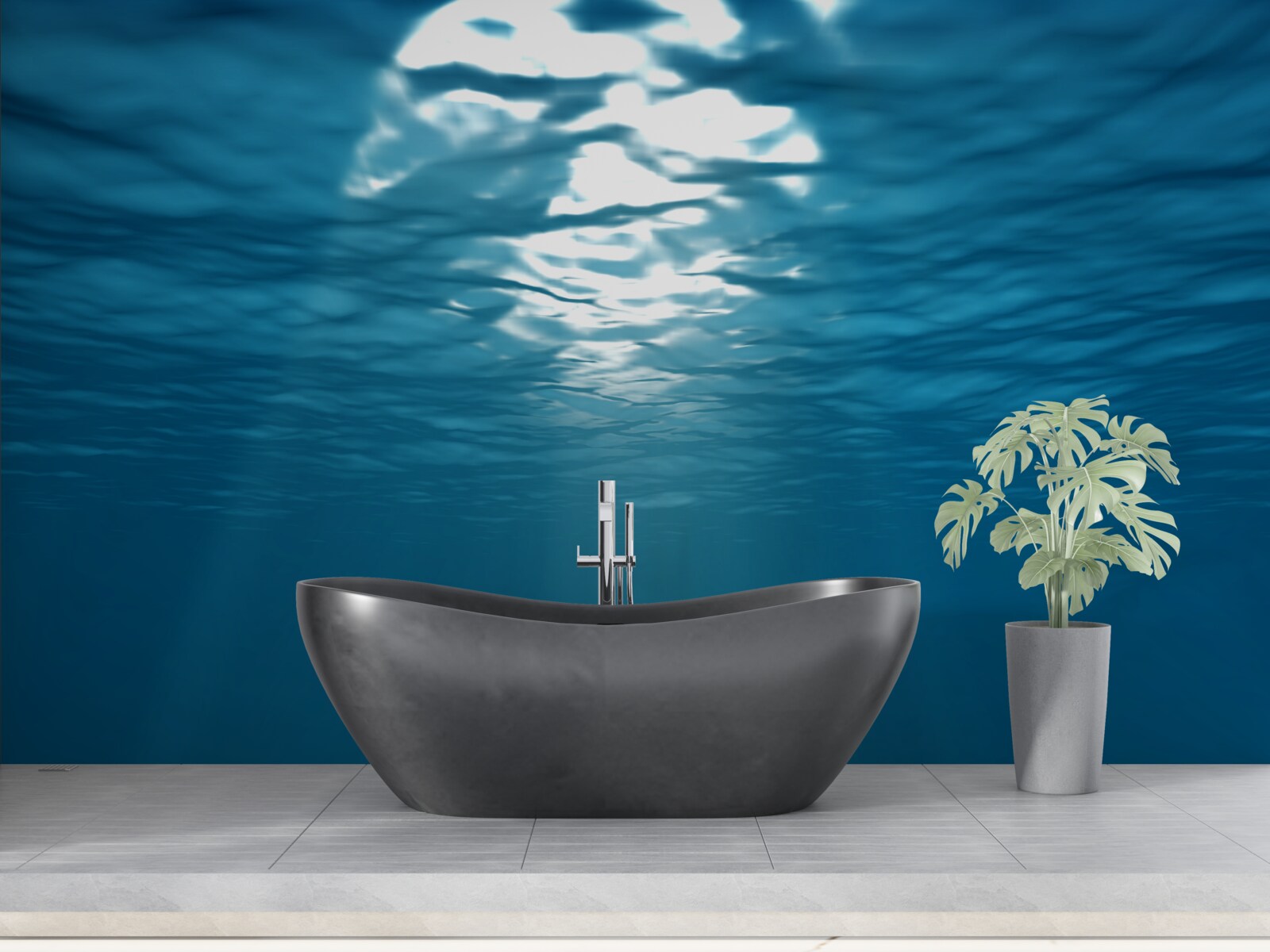 Fotobehang de zonnestralen dringen door tot in de diepte van het water