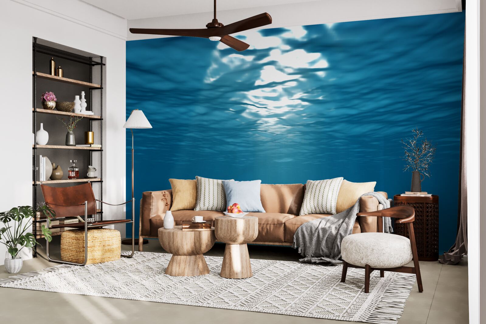 Fotobehang de zonnestralen dringen door tot in de diepte van het water