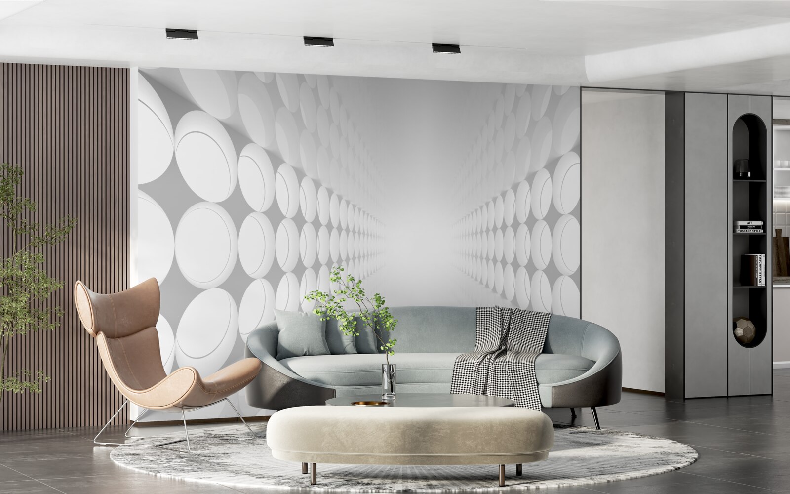 Fotobehang helder verlichte abstracte gang